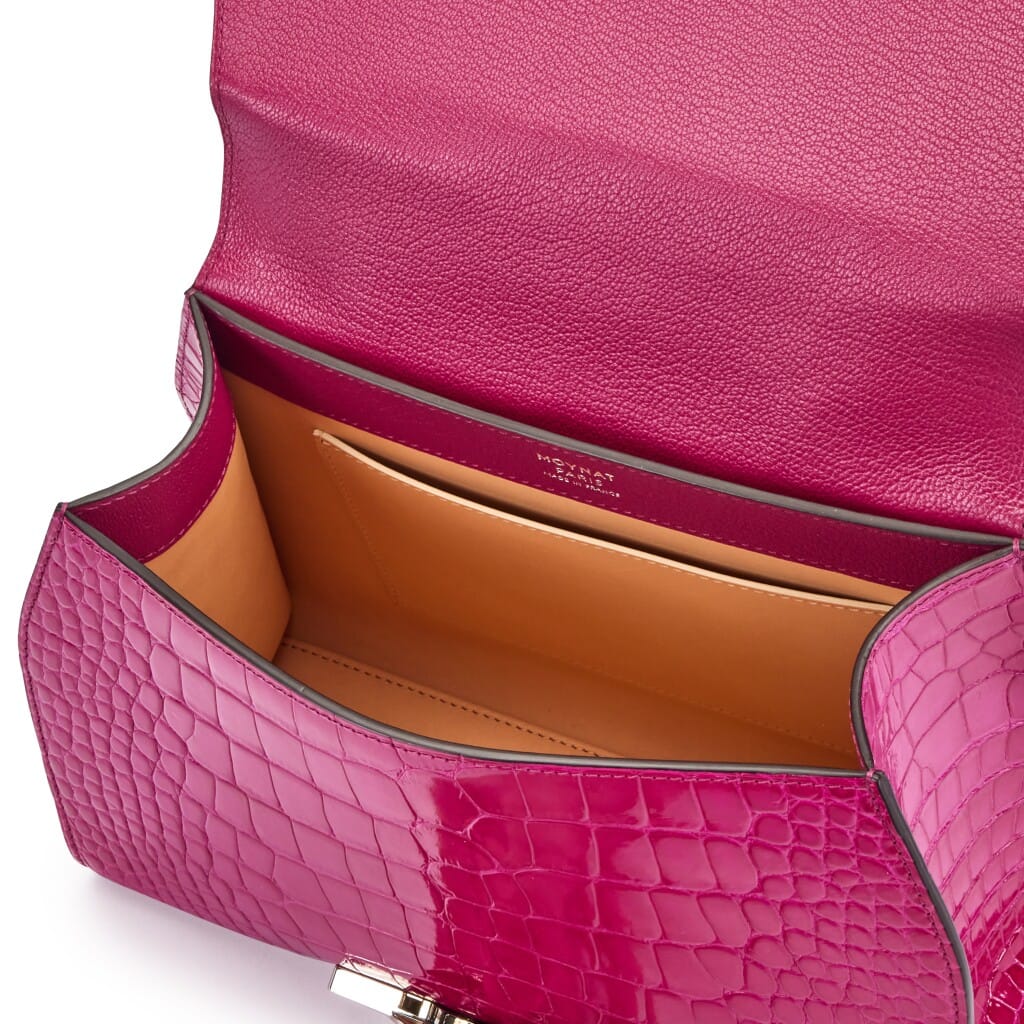 Fuchsia Shiny Alligator Calfksin Réjane PM Silver Hardware, 2020-2021