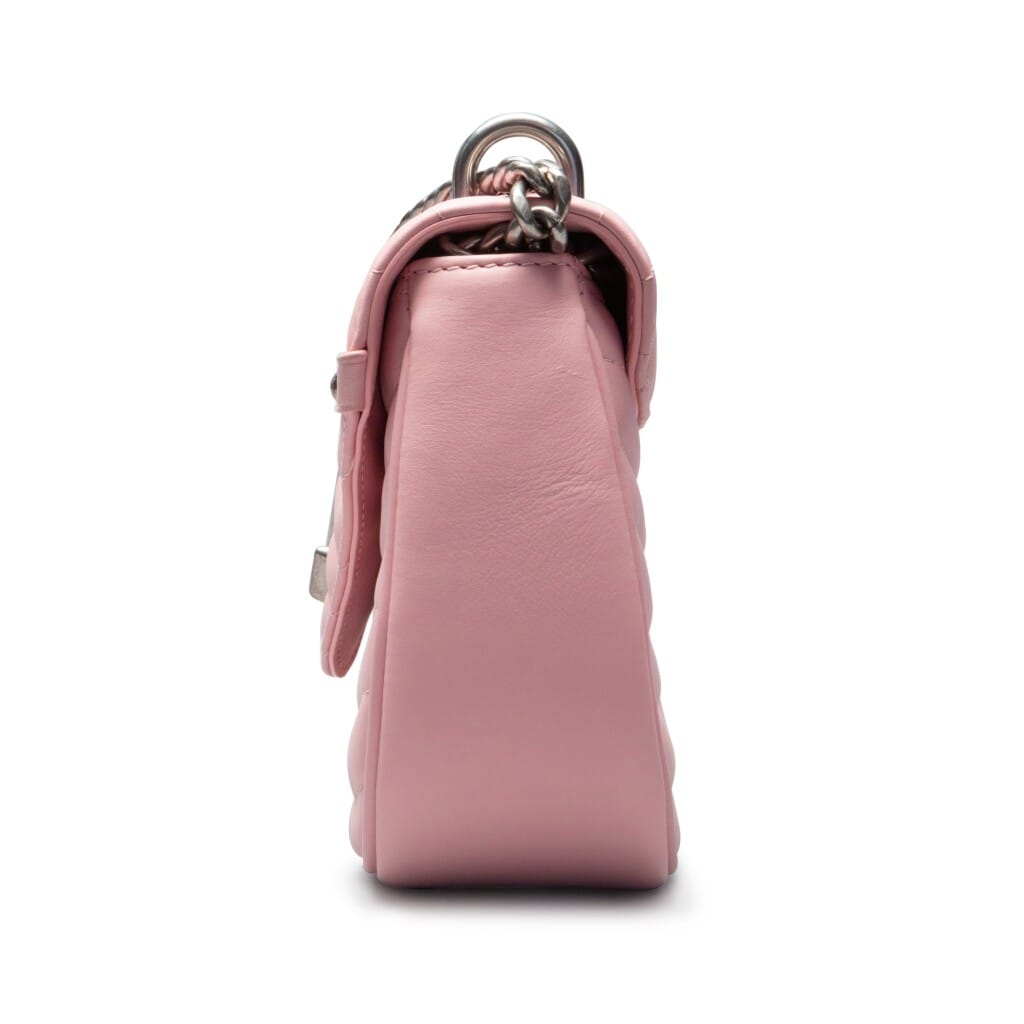 Rose Ballerine Quilted Calfskin New Wave MM Silver Hardware, 2018