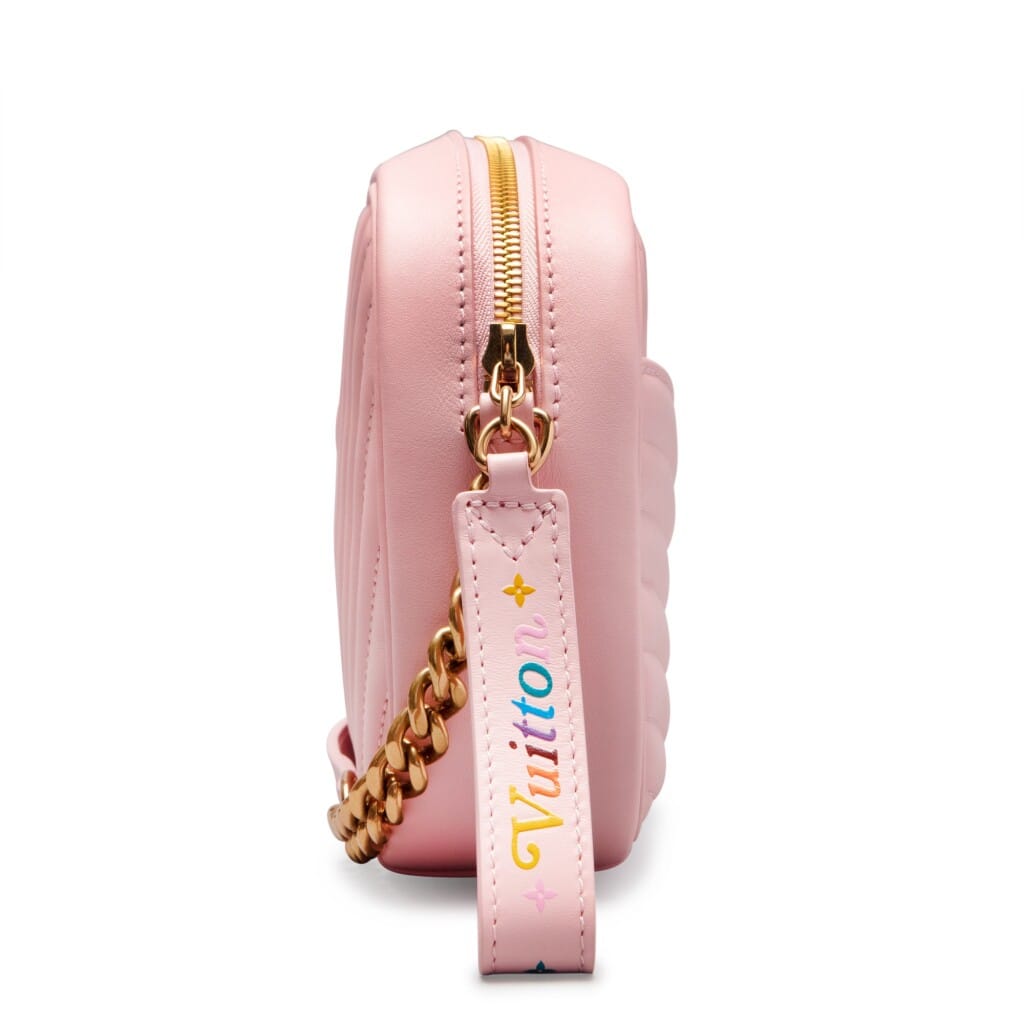 Rose Ballerine Quilted Calfskin Small New Wave Camera Bag Gold Hardware, 2018