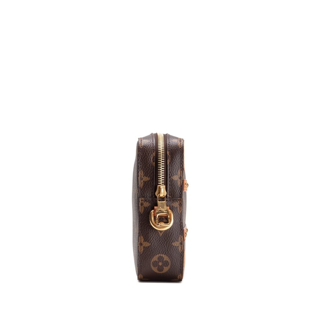 Brown Monogram Coated Canvas Soft Trunk Pouch Gold Hardware, 2019