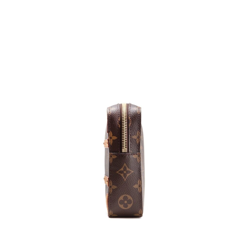 Brown Monogram Coated Canvas Soft Trunk Pouch Gold Hardware, 2019