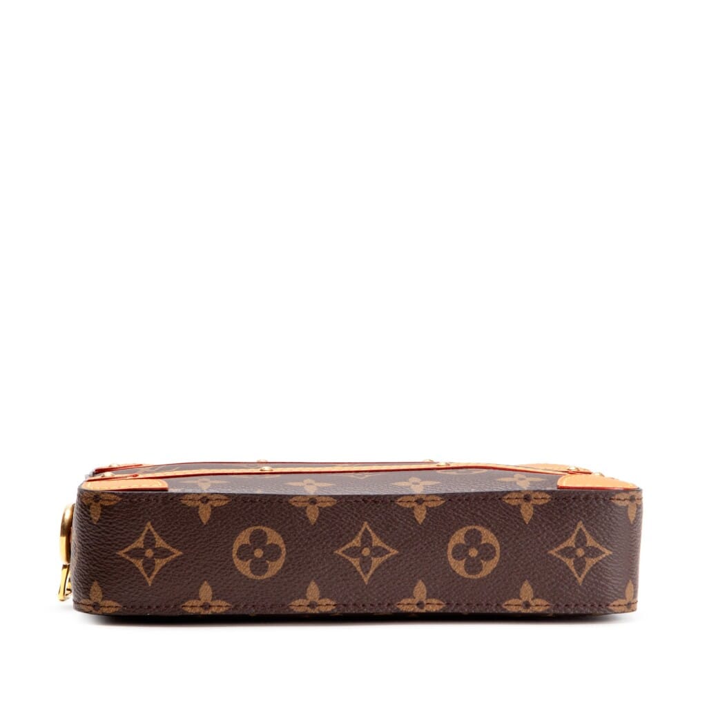 Brown Monogram Coated Canvas Soft Trunk Pouch Gold Hardware, 2019