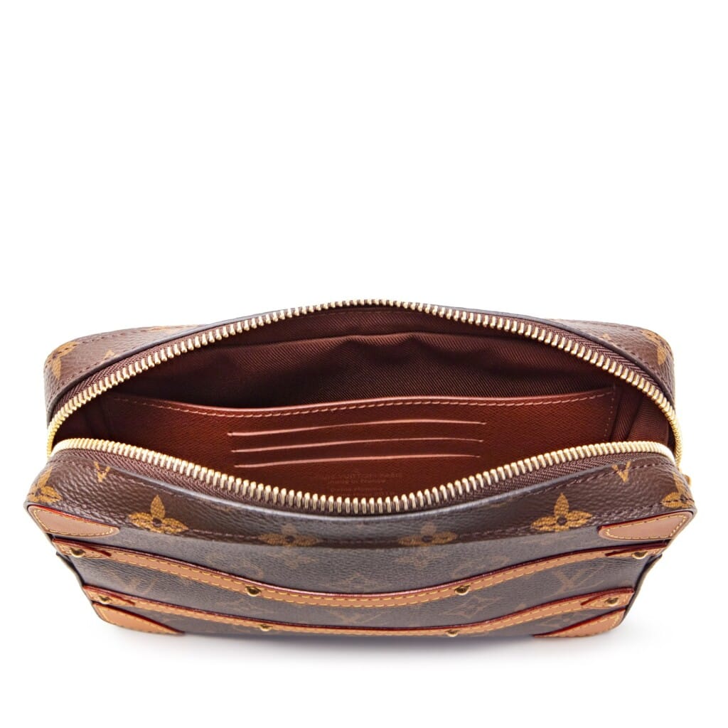 Brown Monogram Coated Canvas Soft Trunk Pouch Gold Hardware, 2019