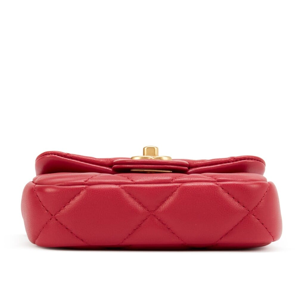 Pink Quilted Calfskin Flap Card Holder with Chain Gold Hardware, 2021