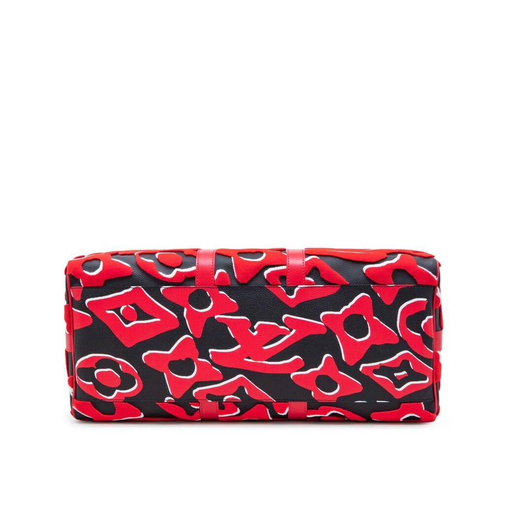 Red, White, and Black Tufted Monogram Canvas LVxUF Keepall Bandoulière 45 Gold Hardware, 2020