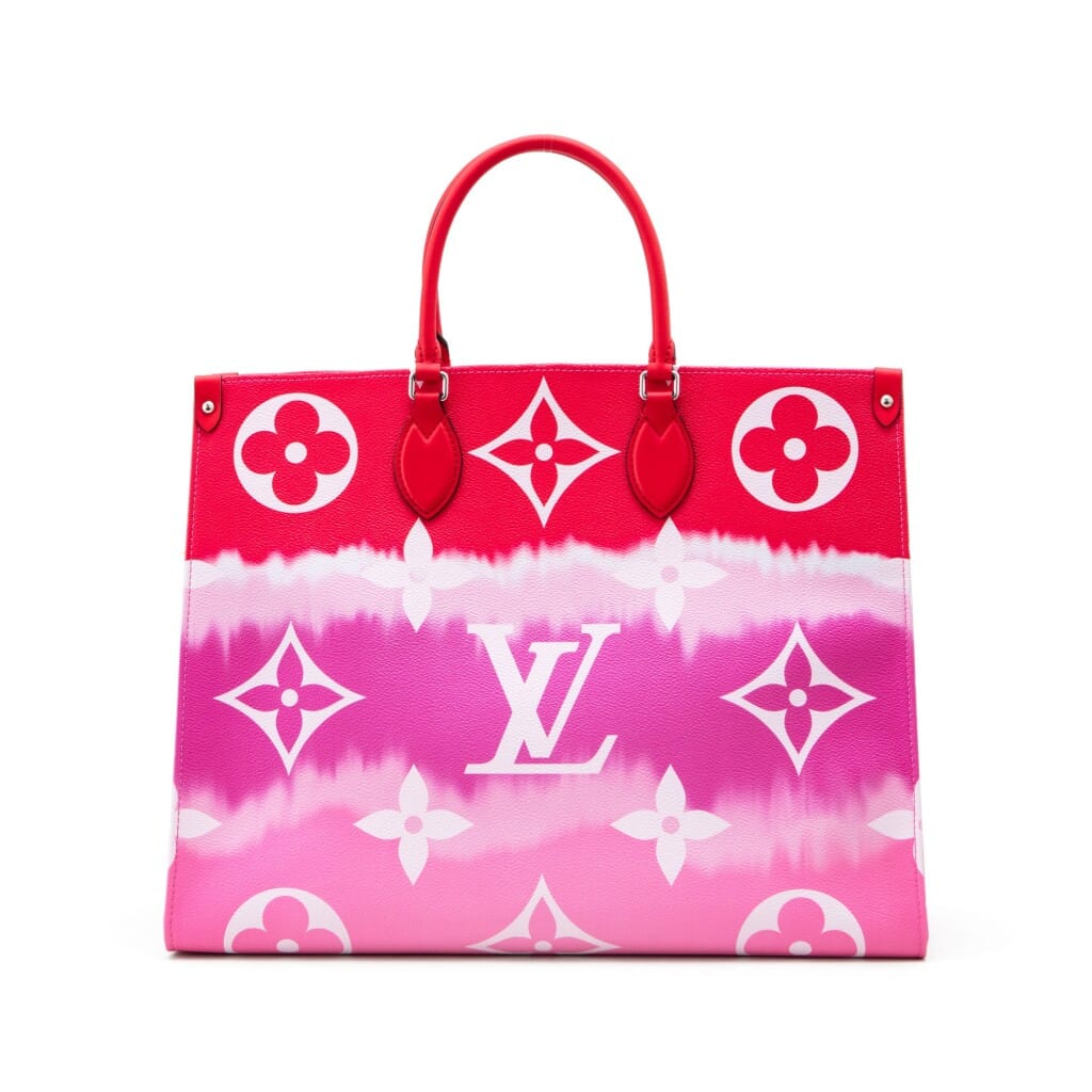 Red Tie-Dye Giant Monogram Escale Coated Canvas OnTheGo GM Silver Hardware, 2020
