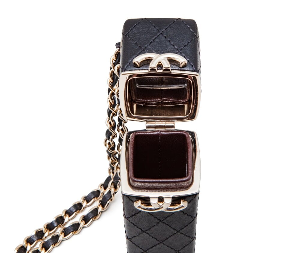 Black Quilted Lambskin Lipstick Case Gold Hardware, 2021