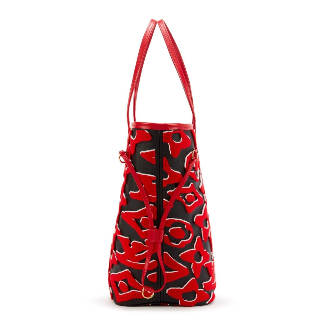 Red, White, and Black Tufted Monogram Canvas LVxUF Neverfull MM Gold Hardware, 2020