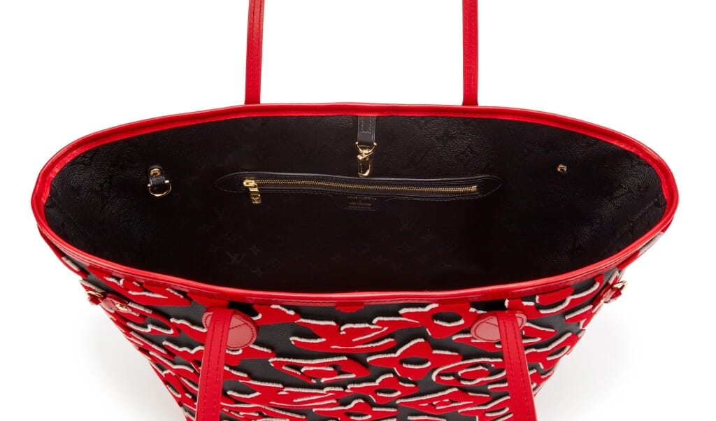 Red, White, and Black Tufted Monogram Canvas LVxUF Neverfull MM Gold Hardware, 2020