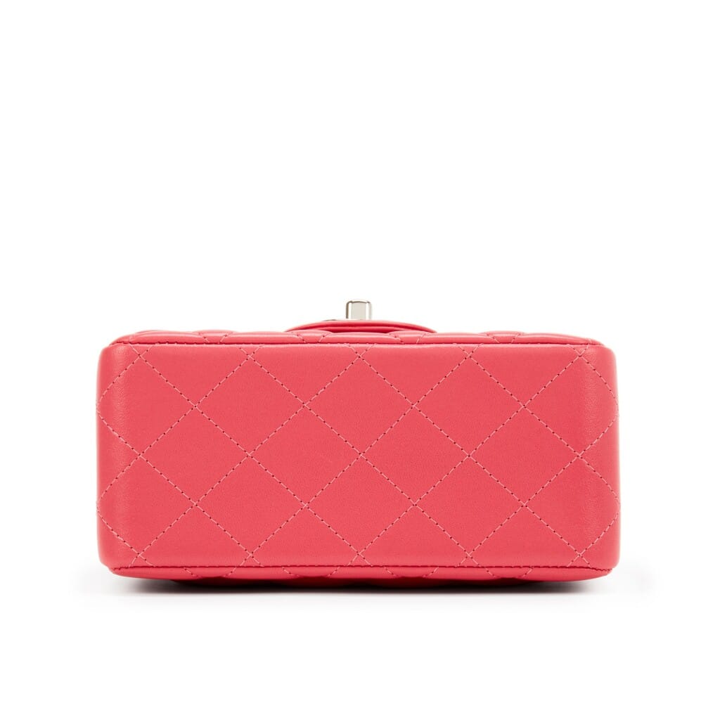Pink Quilted Lambskin Mini Square Classic Single Flap Silver Hardware, 2019