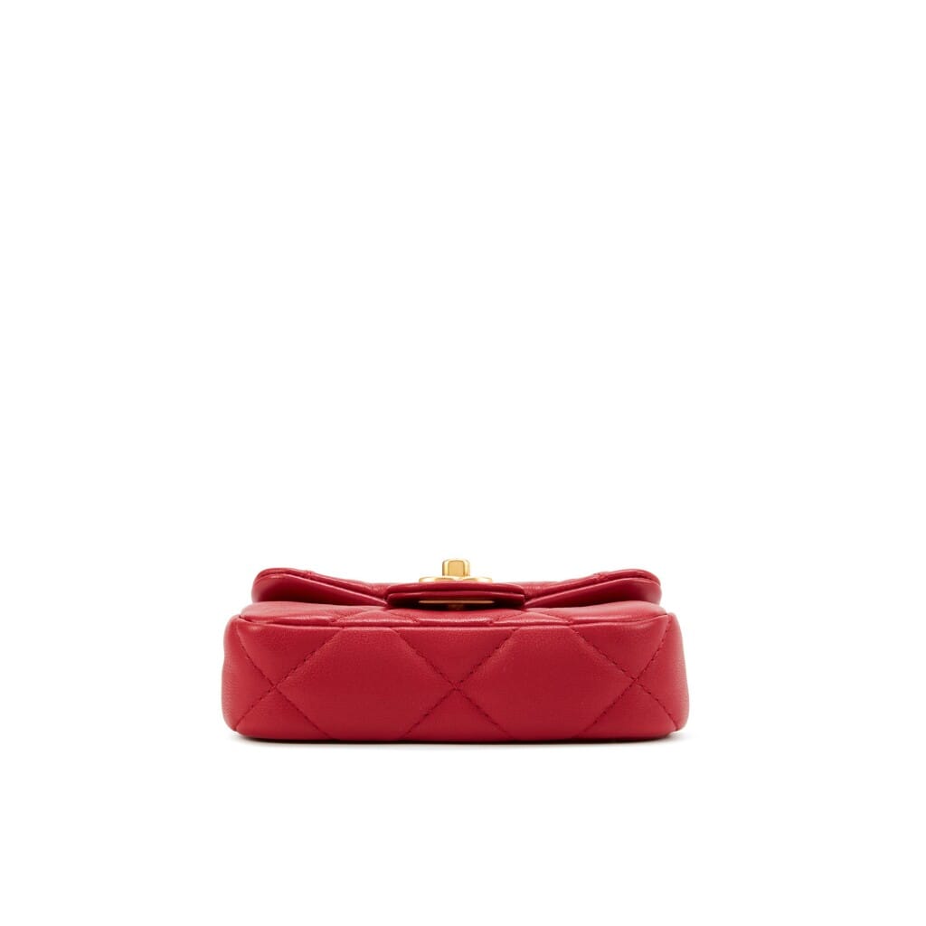 Pink Quilted Calfskin Flap Card Holder with Chain Gold Hardware, 2021