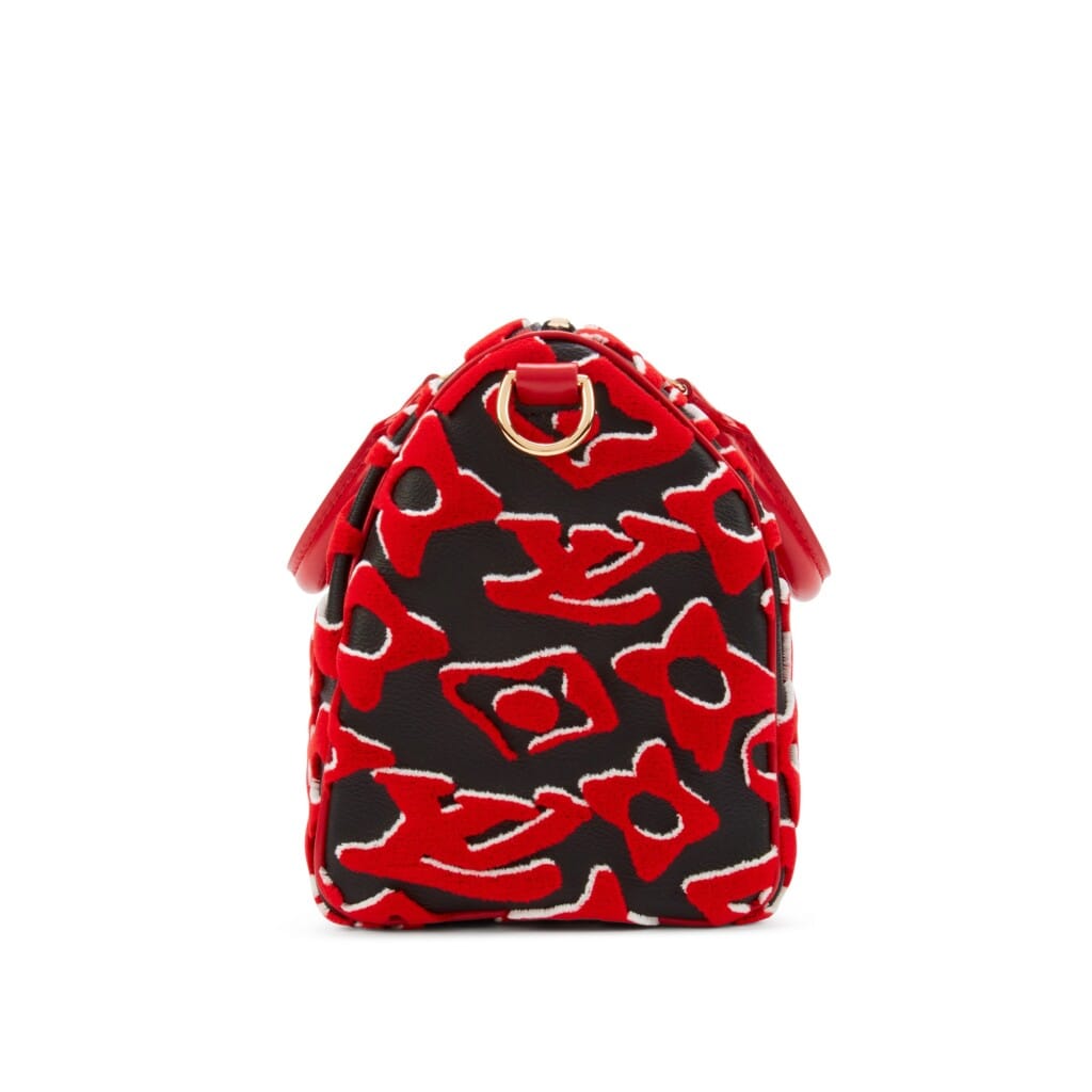 Red, White, and Black Tufted Monogram Canvas LVxUF Speedy Bandoulière 25 Gold Hardware, 2020