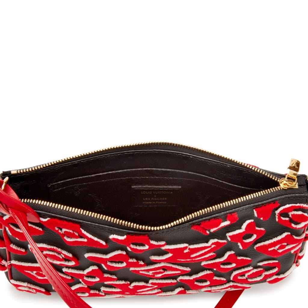 Red, White, and Black Tufted Monogram Canvas LVxUF Pochette Accessoires Gold Hardware, 2020