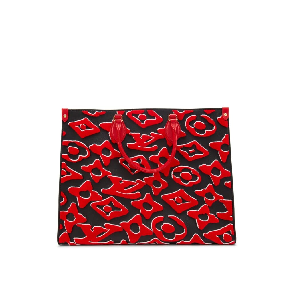 Red, White, and Black Tufted Monogram Canvas LVxUF OnTheGo GM Gold Hardware, 2020