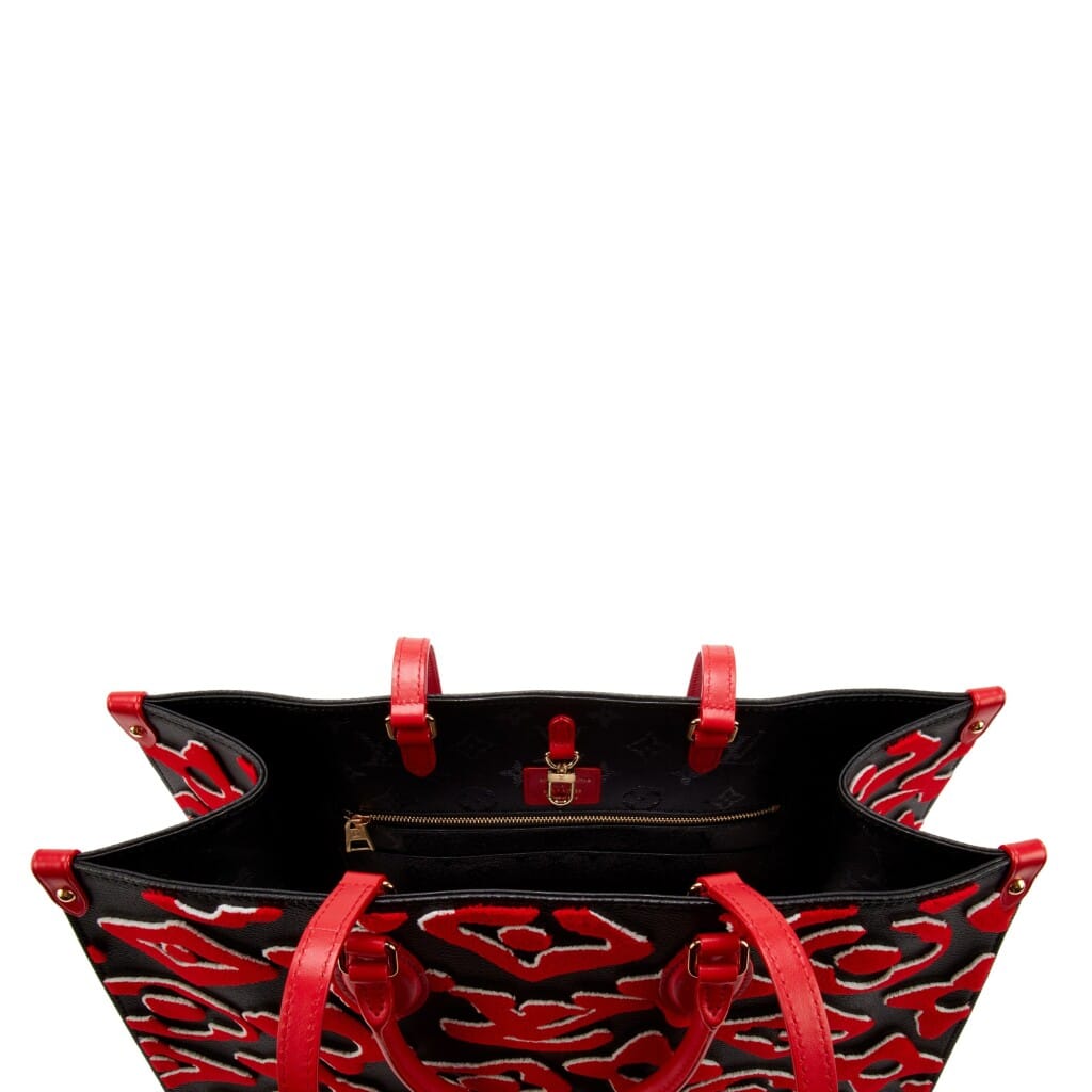 Red, White, and Black Tufted Monogram Canvas LVxUF OnTheGo GM Gold Hardware, 2020
