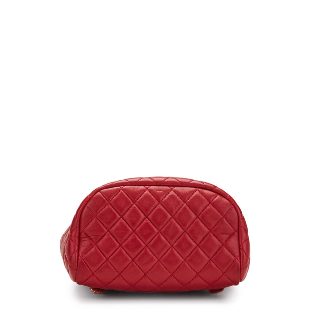 Red Quilted Lambskin Leather Urban Spirit Backpack Small Gold Hardware