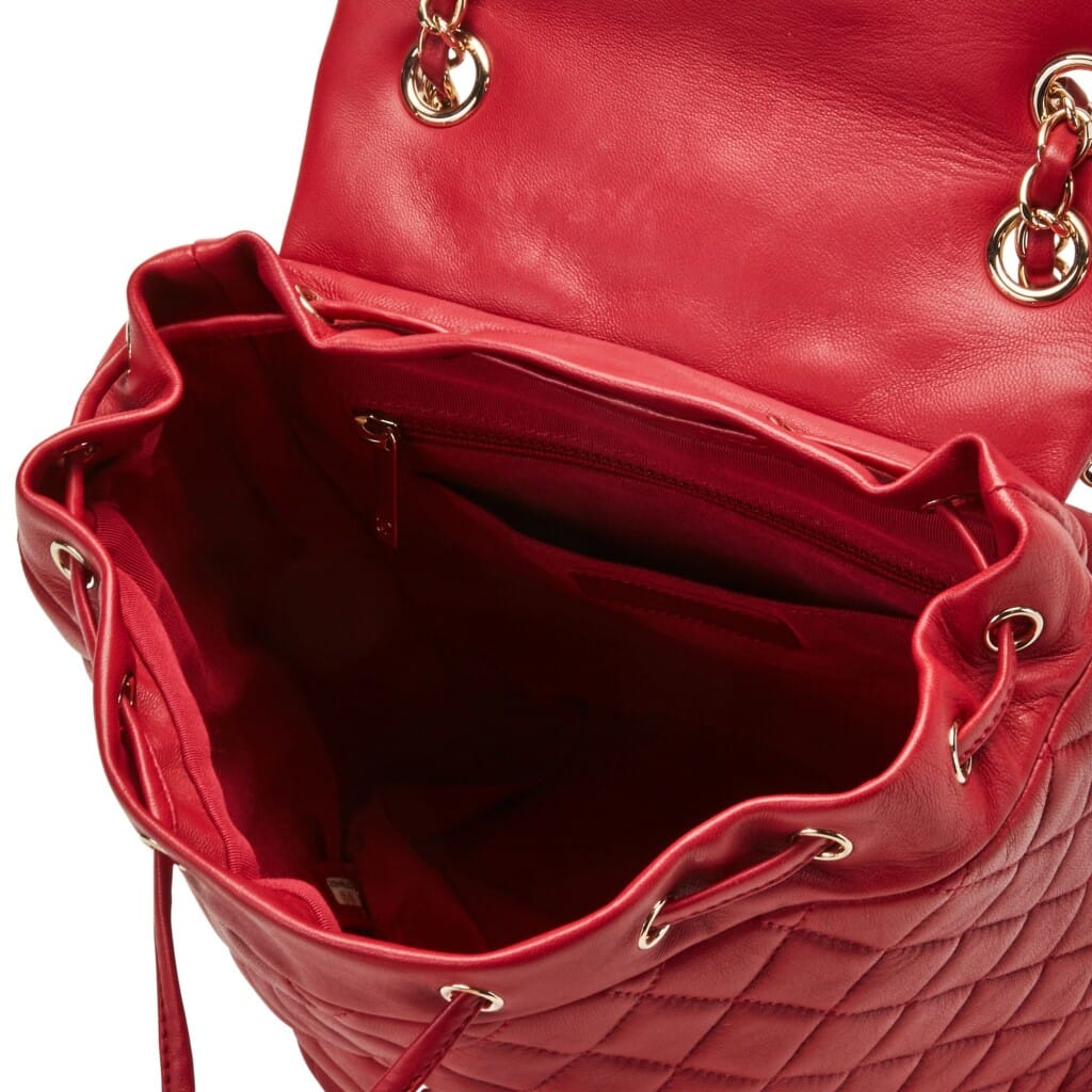 Red Quilted Lambskin Leather Urban Spirit Backpack Small Gold Hardware