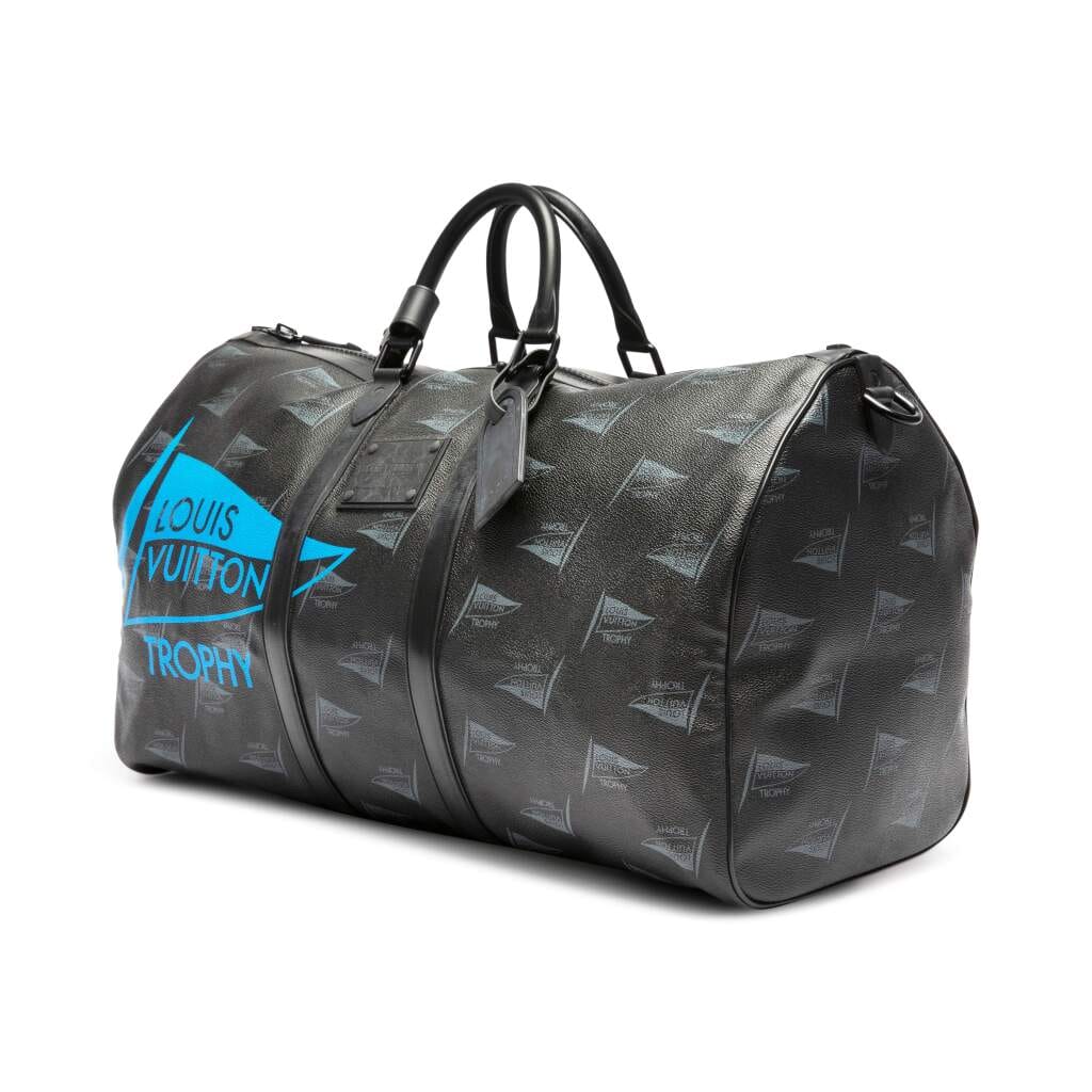 Black and Blue Limited Edition Dubai LV Cup Canvas Waterproof Keepall Bandouliere 55 Black Hardware
