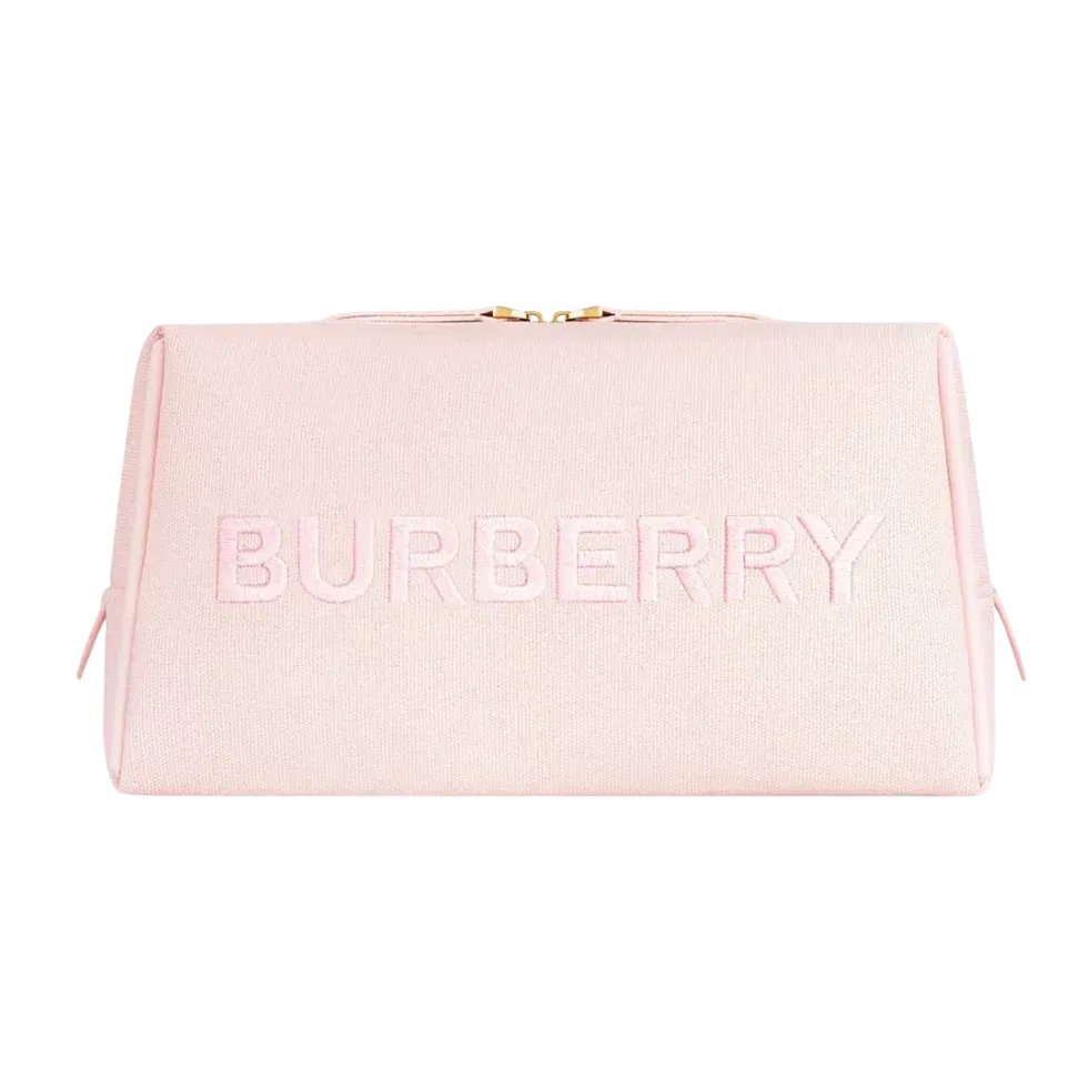 Burberry Embossed Logo Canvas Pouch - Pink