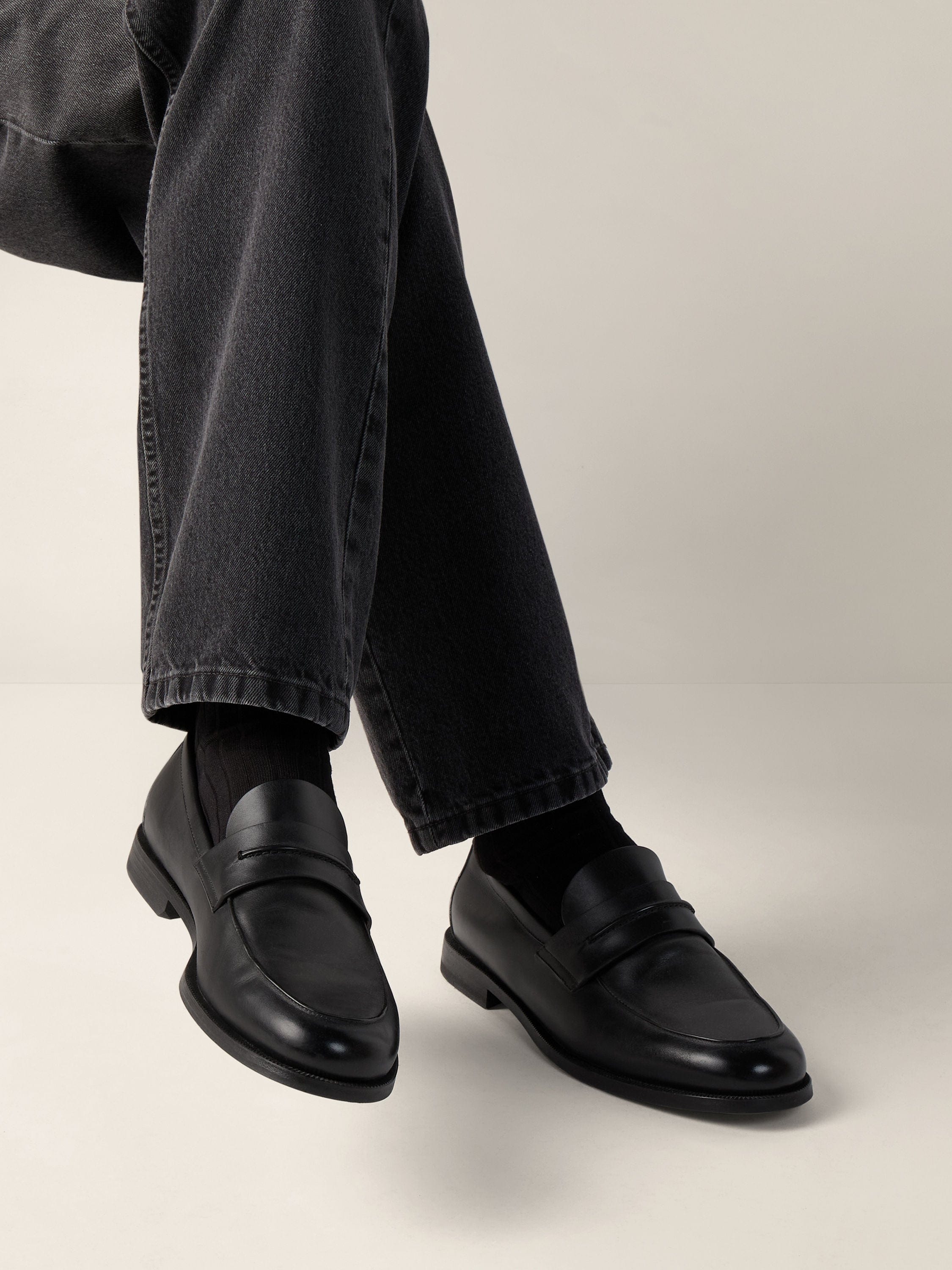 Zegna Black Leather Mocassin Corso Loafers