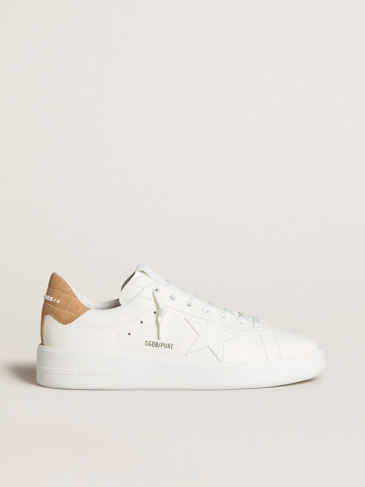 Golden Goose Mens Purestar With Leather Star And Croc-Print Leather Heel Tab Mens