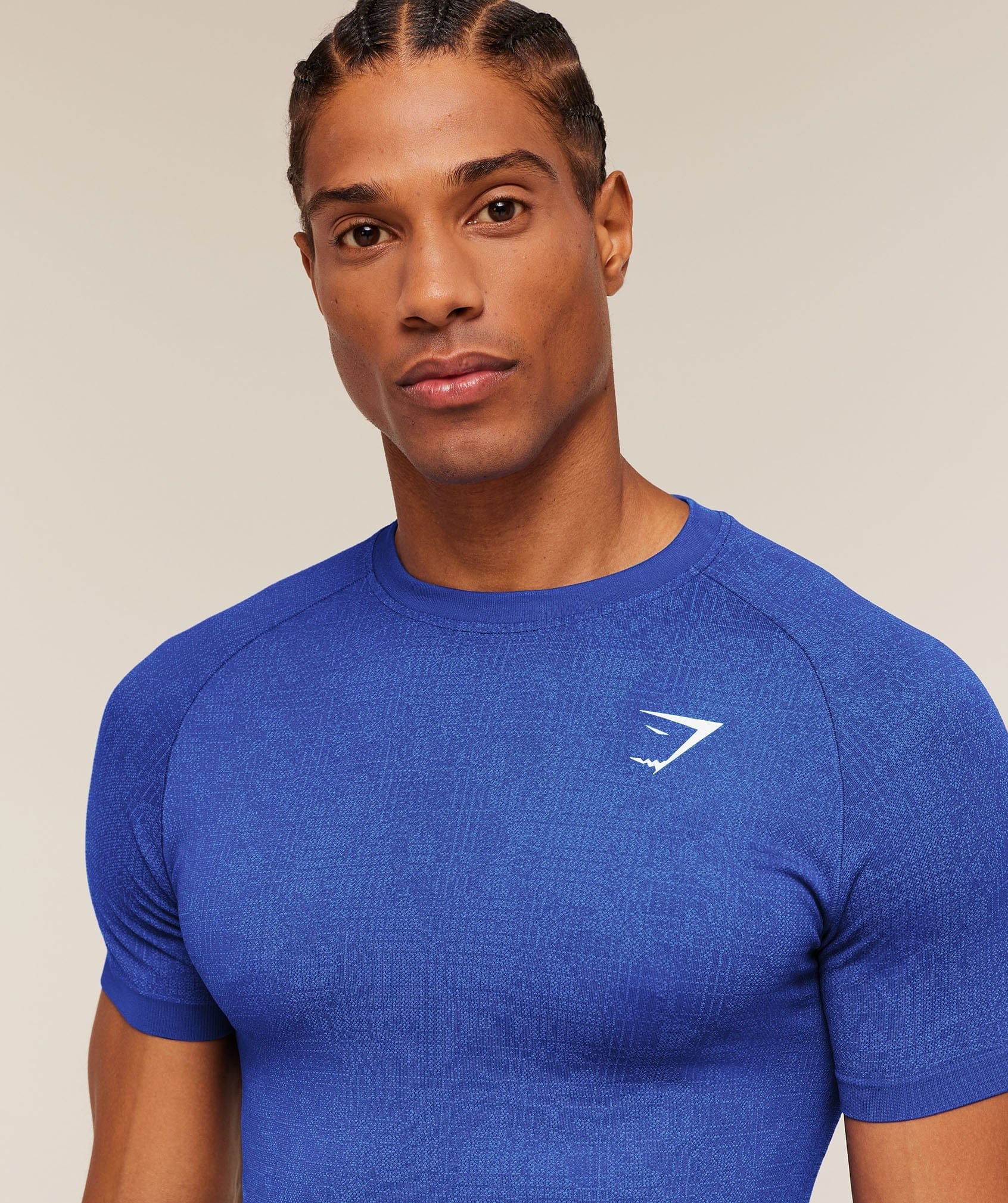 Gymshark Geo Seamless Grid T-Shirt Force Blue