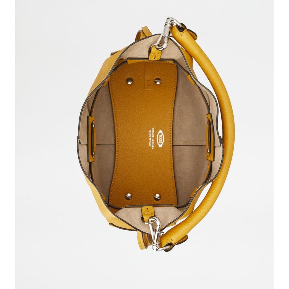 Tods Di Bag Bucket Bag In Leather Mini With Drawstring Yellow