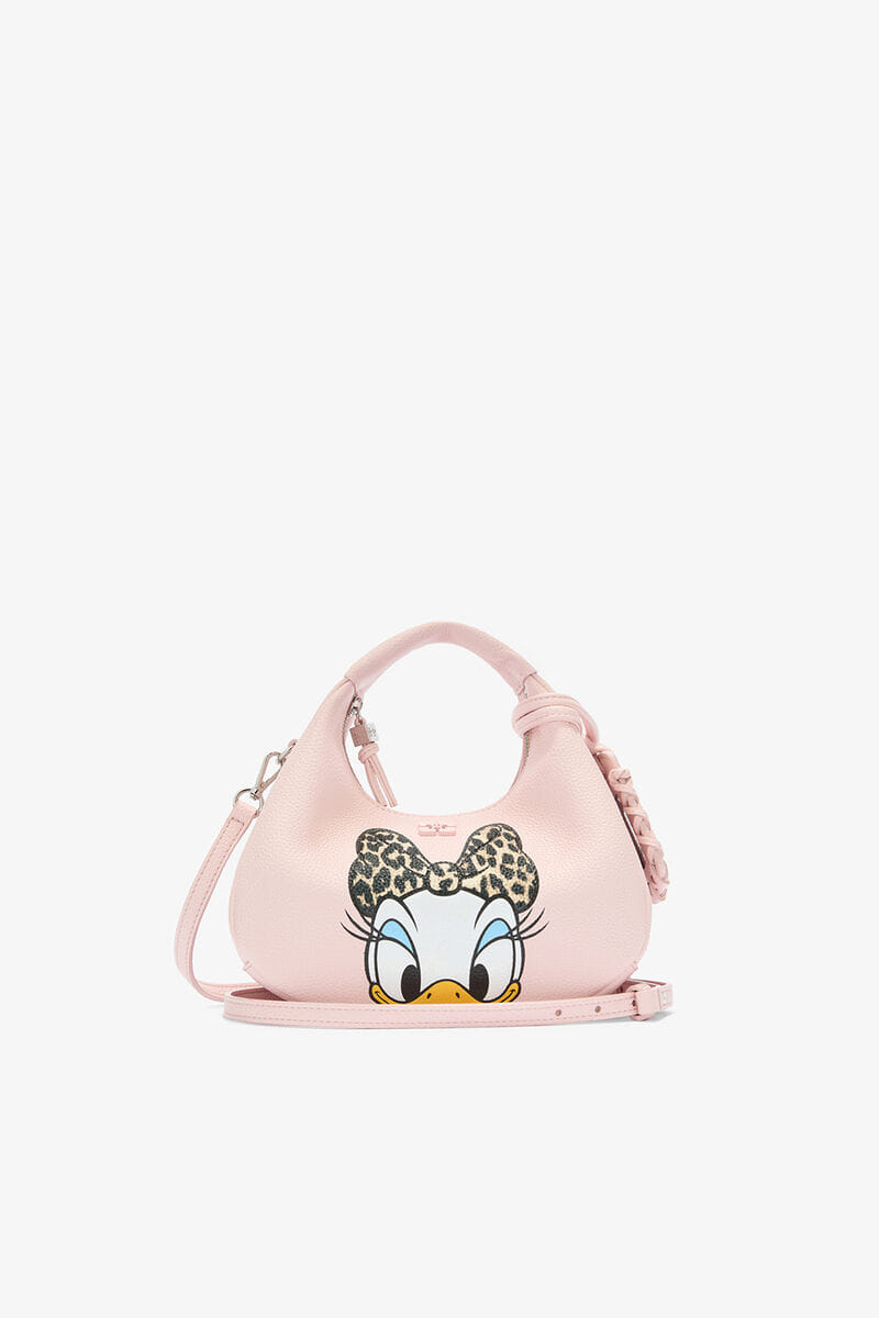 Ganni Chalk Pink Daisy Duck Mini Hobo Bag In Pink