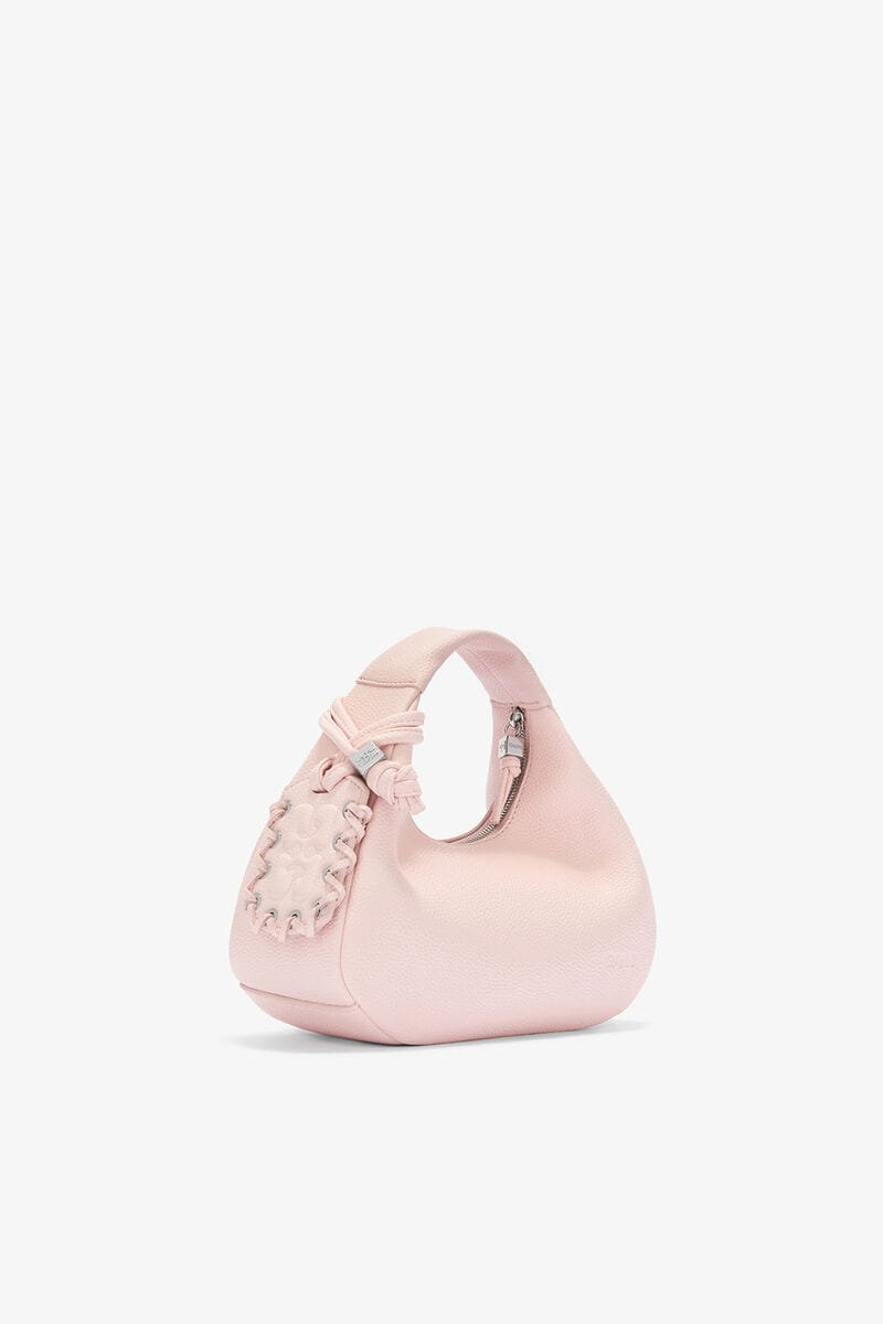 Ganni Chalk Pink Daisy Duck Mini Hobo Bag In Pink