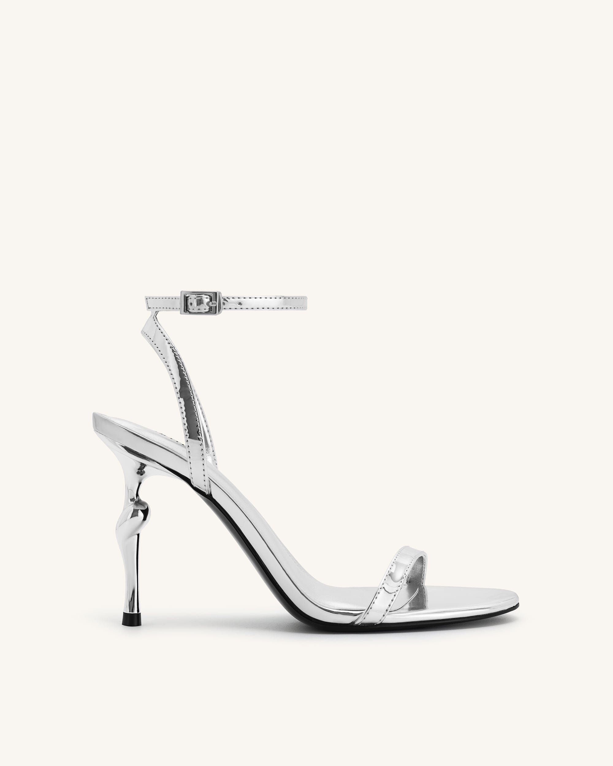 Jw Pei Alivia Gold Metal Heel Sandals Silver