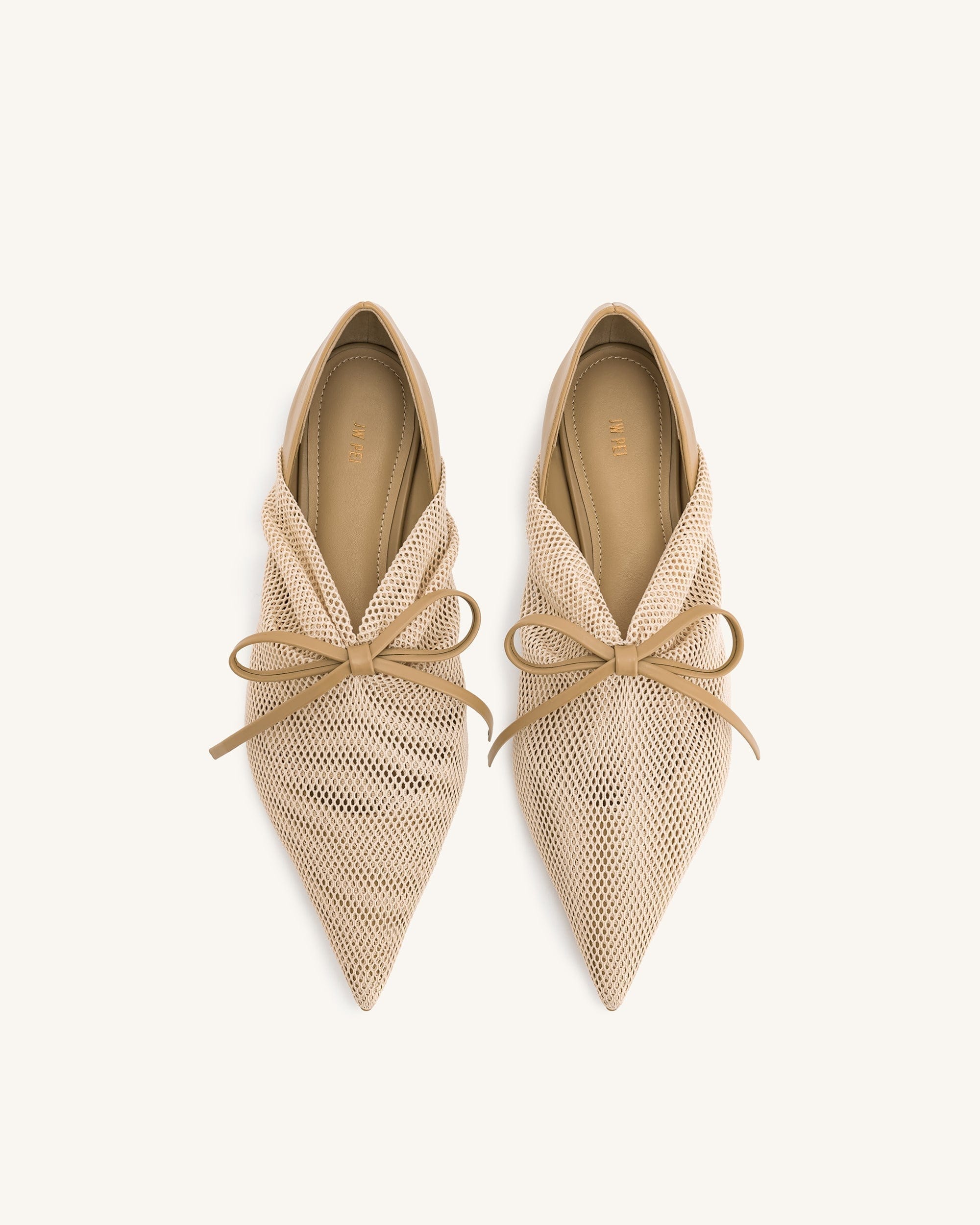 Jw Pei Reilly Fishnet Ballerina Flats Apricot