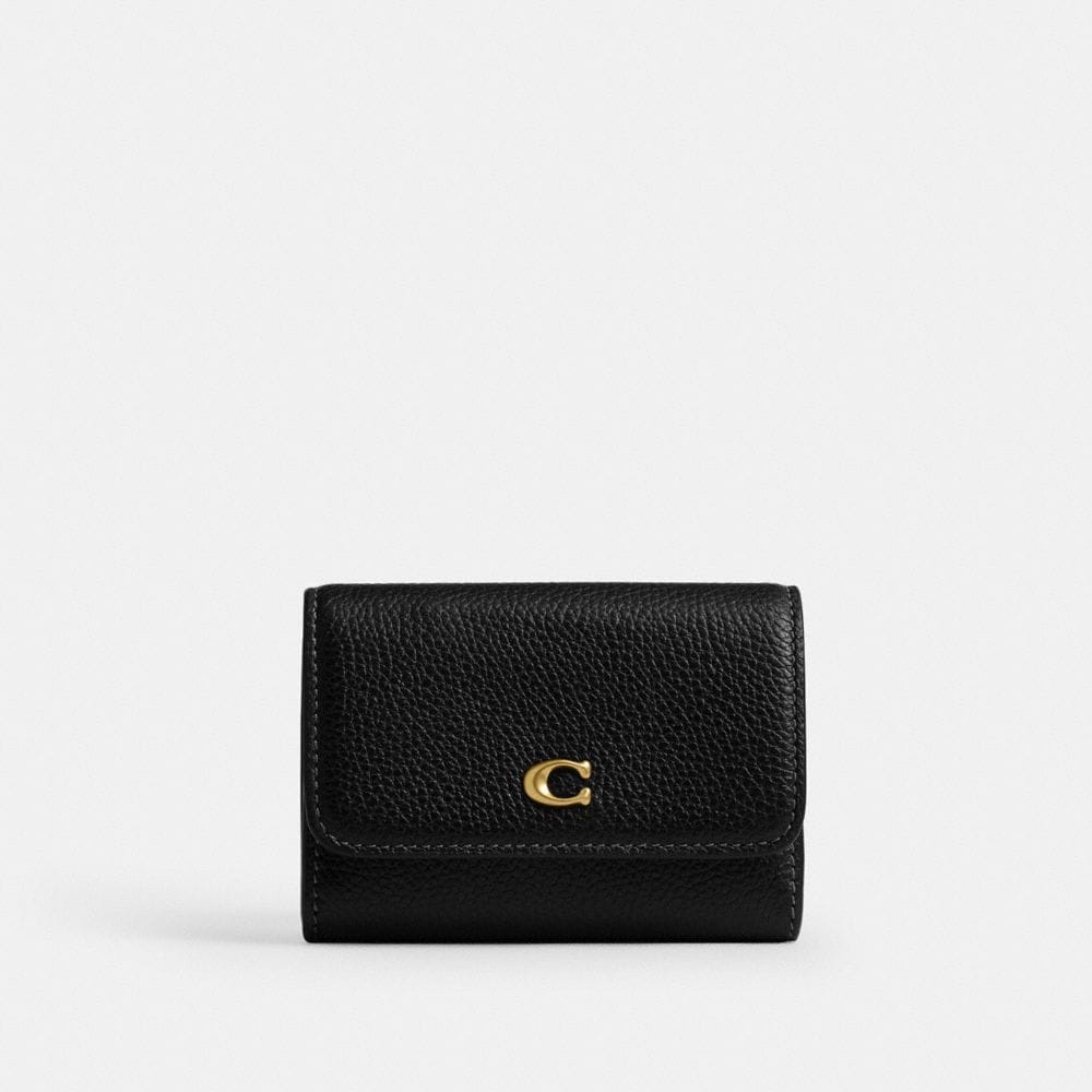 Coach Essential Flap Card Case Brass Black