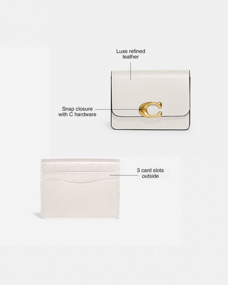 Coach Bandit Card Case Brass Chalk
