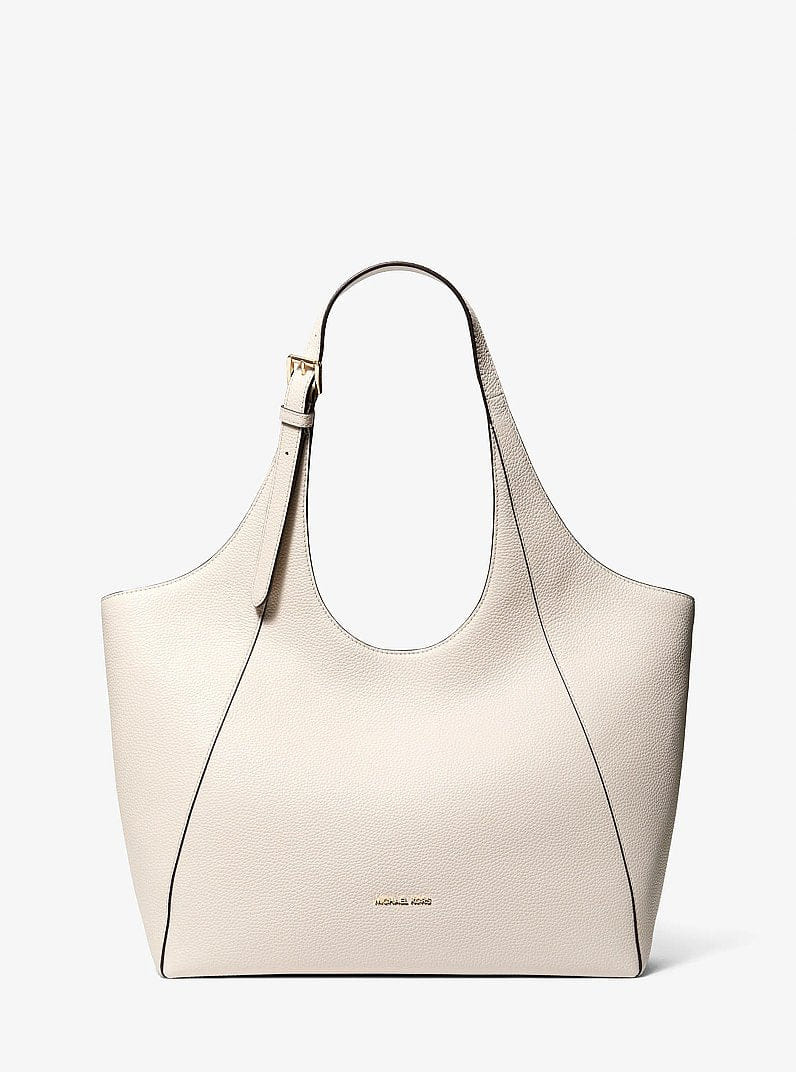 Michael Kors Bernie Large Pebbled Leather Tote Bag Lt Cream
