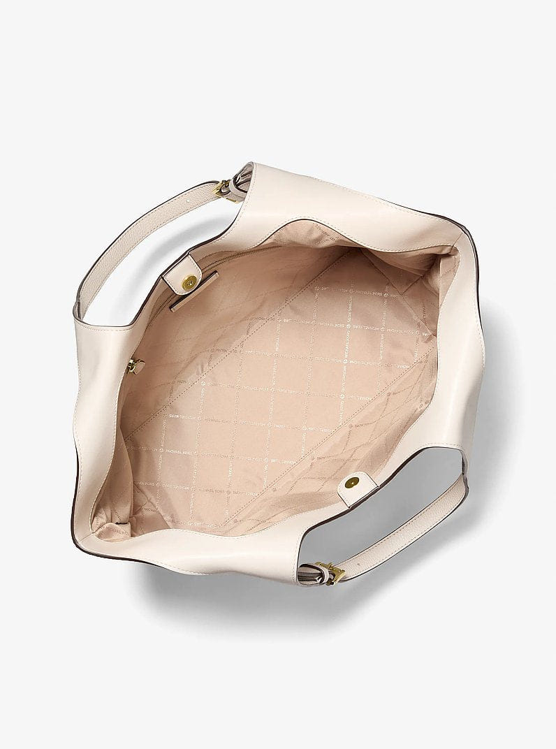 Michael Kors Bernie Large Pebbled Leather Tote Bag Lt Cream
