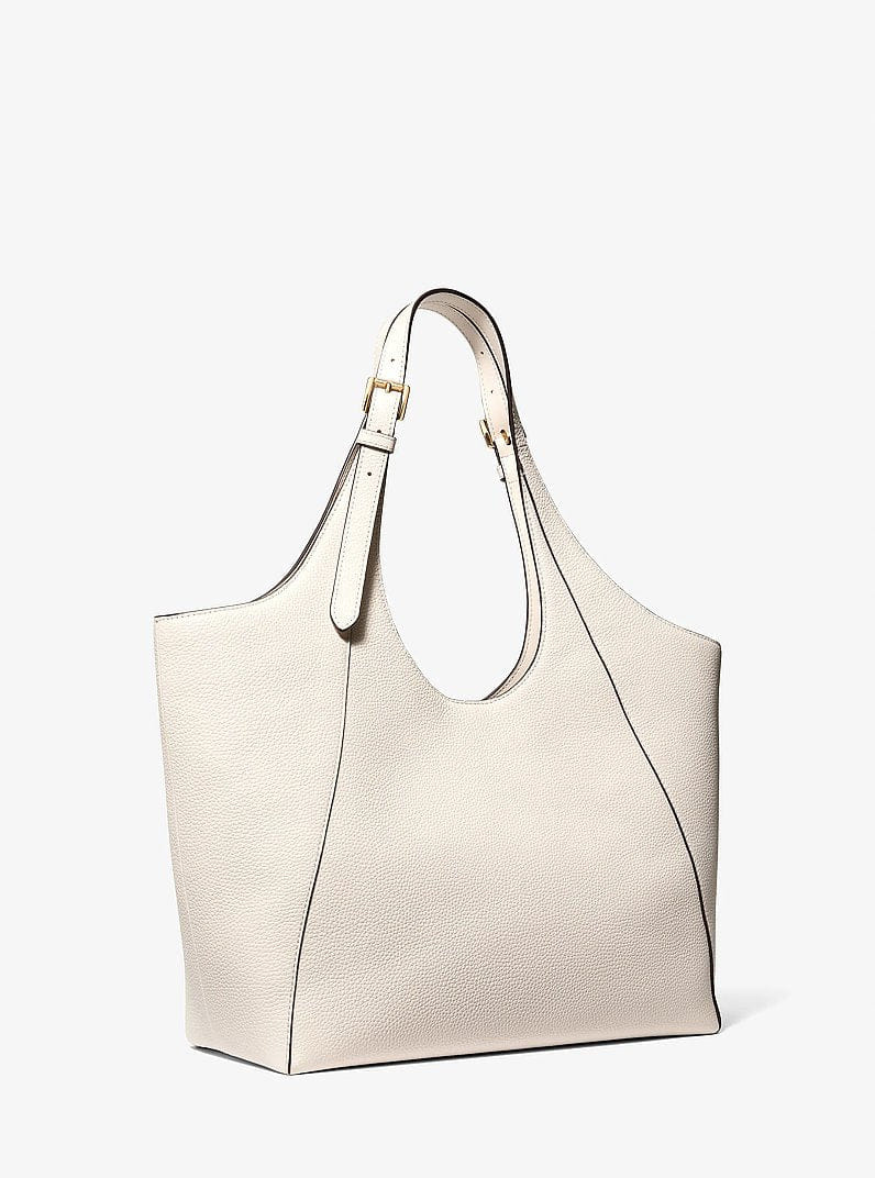 Michael Kors Bernie Large Pebbled Leather Tote Bag Lt Cream