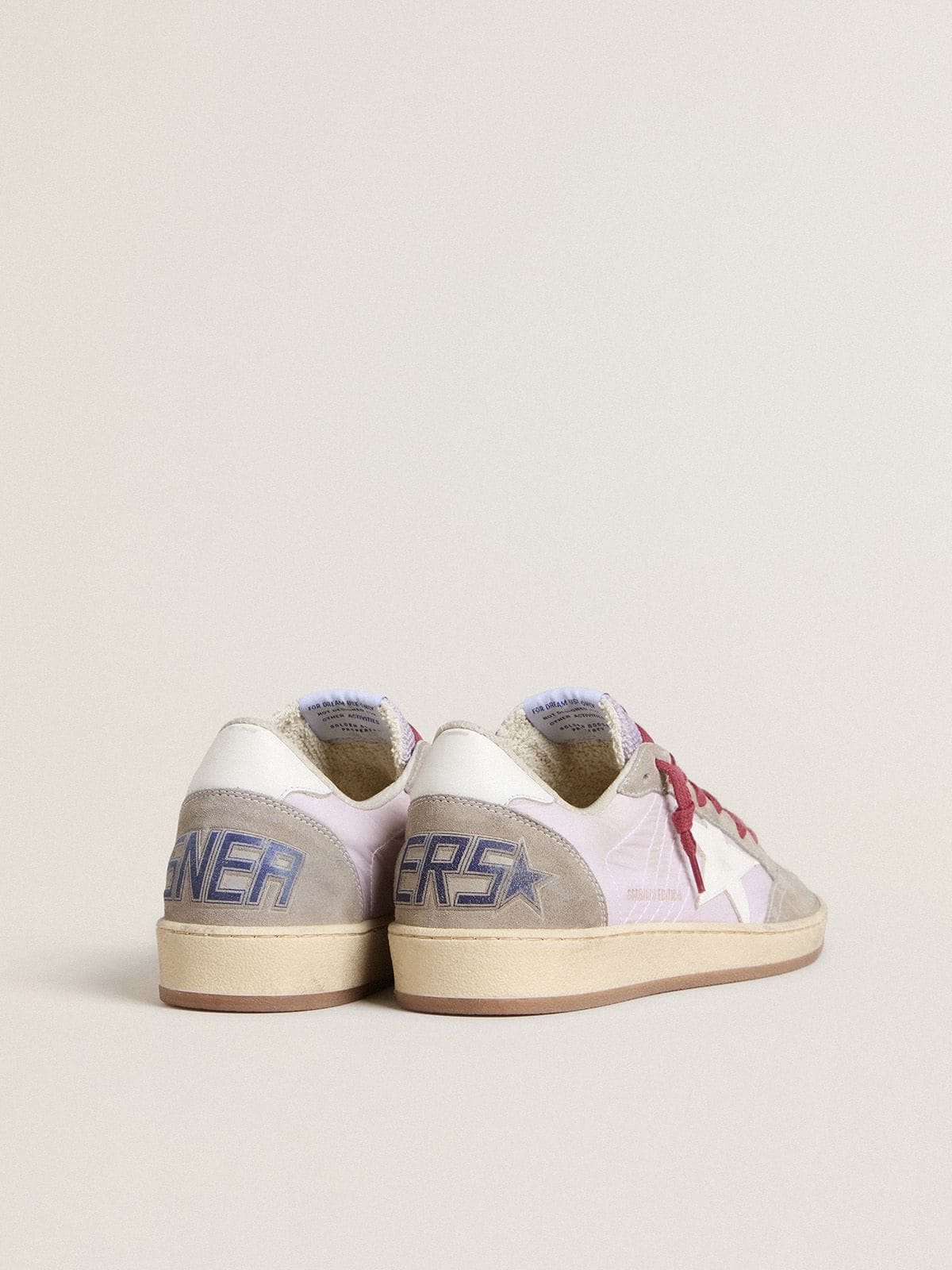 Golden Goose Womens Ball Star Ltd In Lilac Nylon With White Leather Star And Suede Inserts Womens