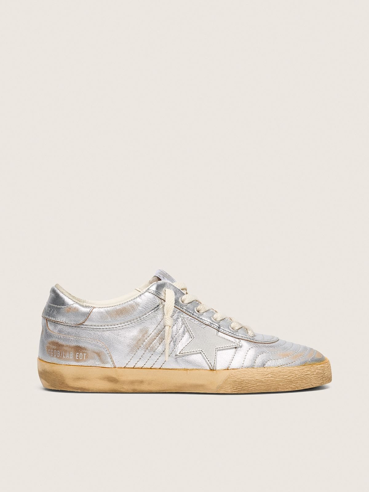 Golden Goose Womens Super-Star Lab In Metallic Nappa With Silver Tpu Star Womens