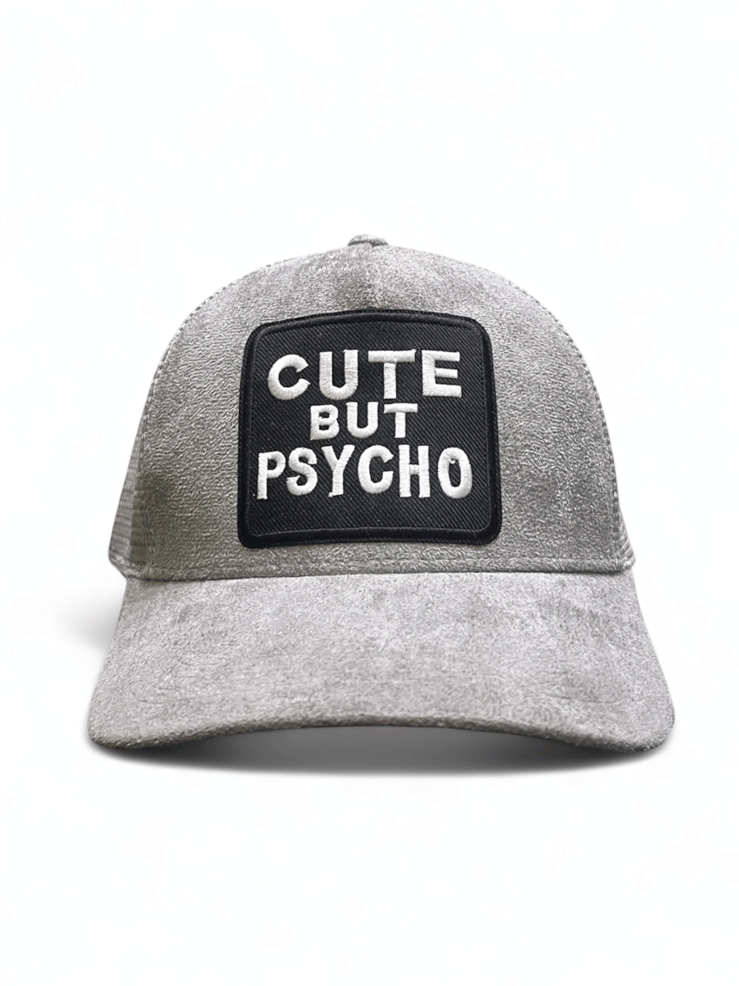 Cute But Psyco - Grey Suade Trucker Cap
