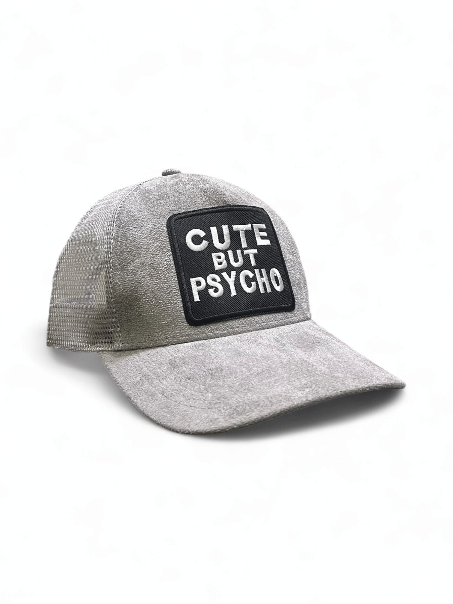 Cute But Psyco - Grey Suade Trucker Cap