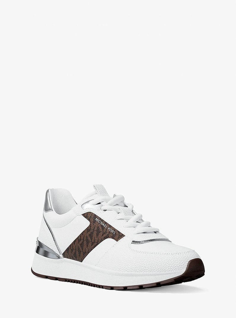 Michael Kors Remy Mixed-Media Trainer OP WHT/BROWN