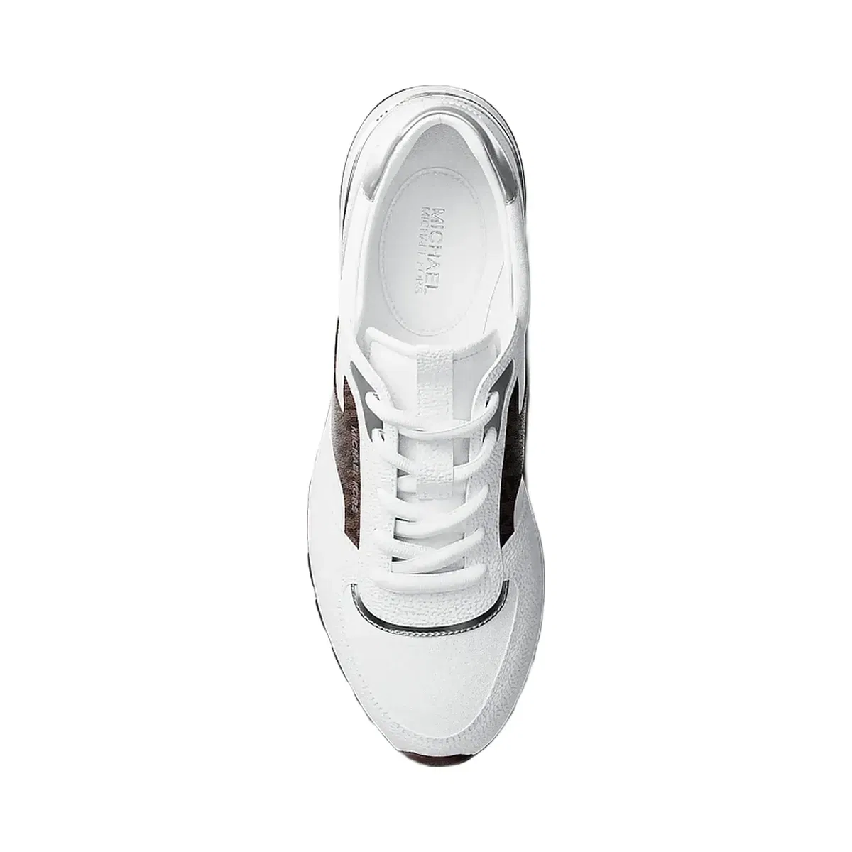 Michael Kors Remy Mixed-Media Trainer OP WHT/BROWN