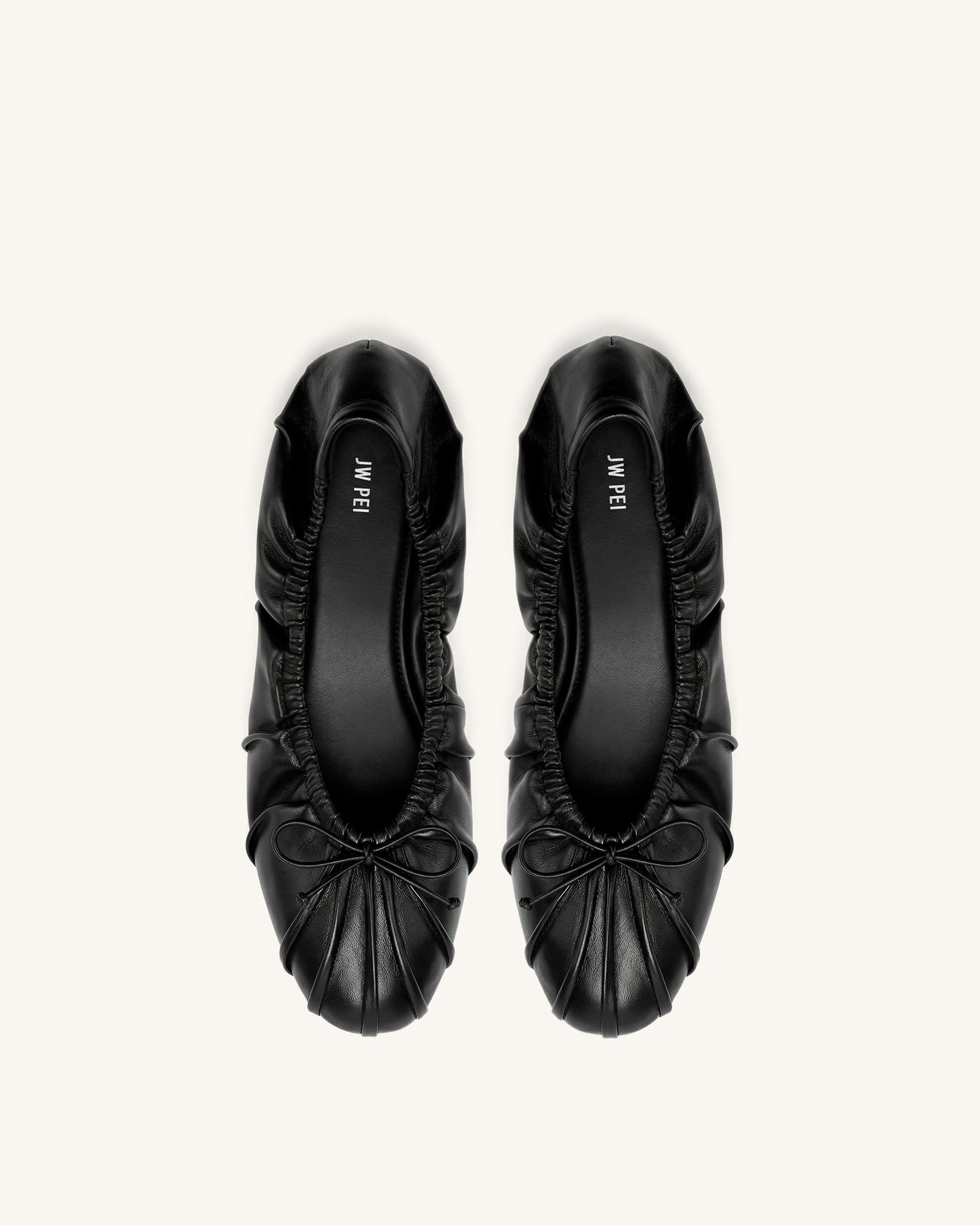 Jw Pei Solenne Ruched Drawstring Ballet Flats Black