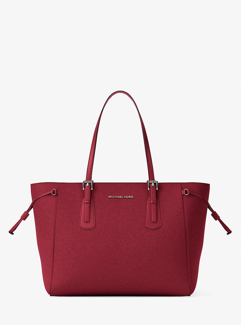 Michael Kors Voyager Large Saffiano Leather Tote Bag Maroon