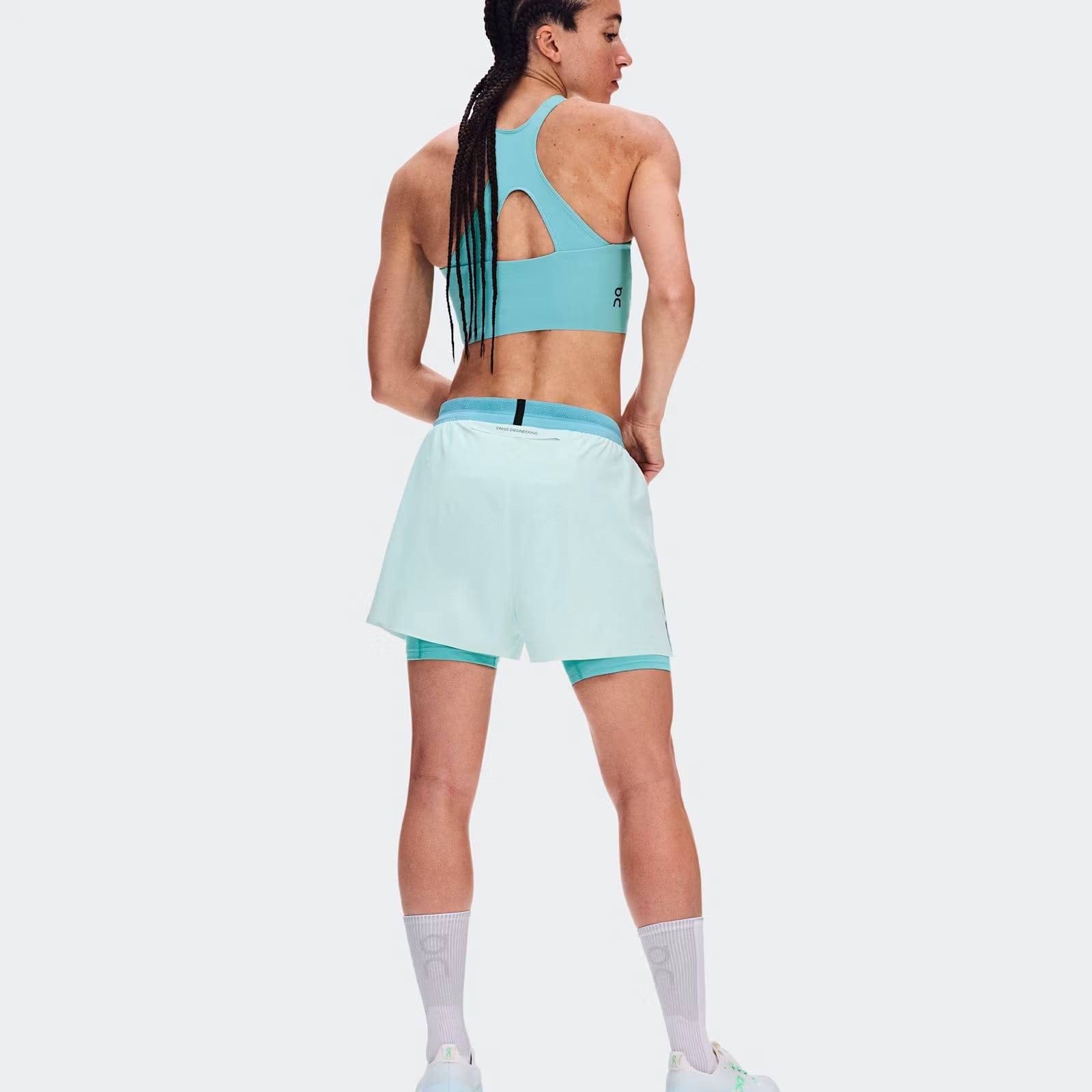 On 3" Performance 2/1 Shorts Flurry | Aquamarine (Women'S)