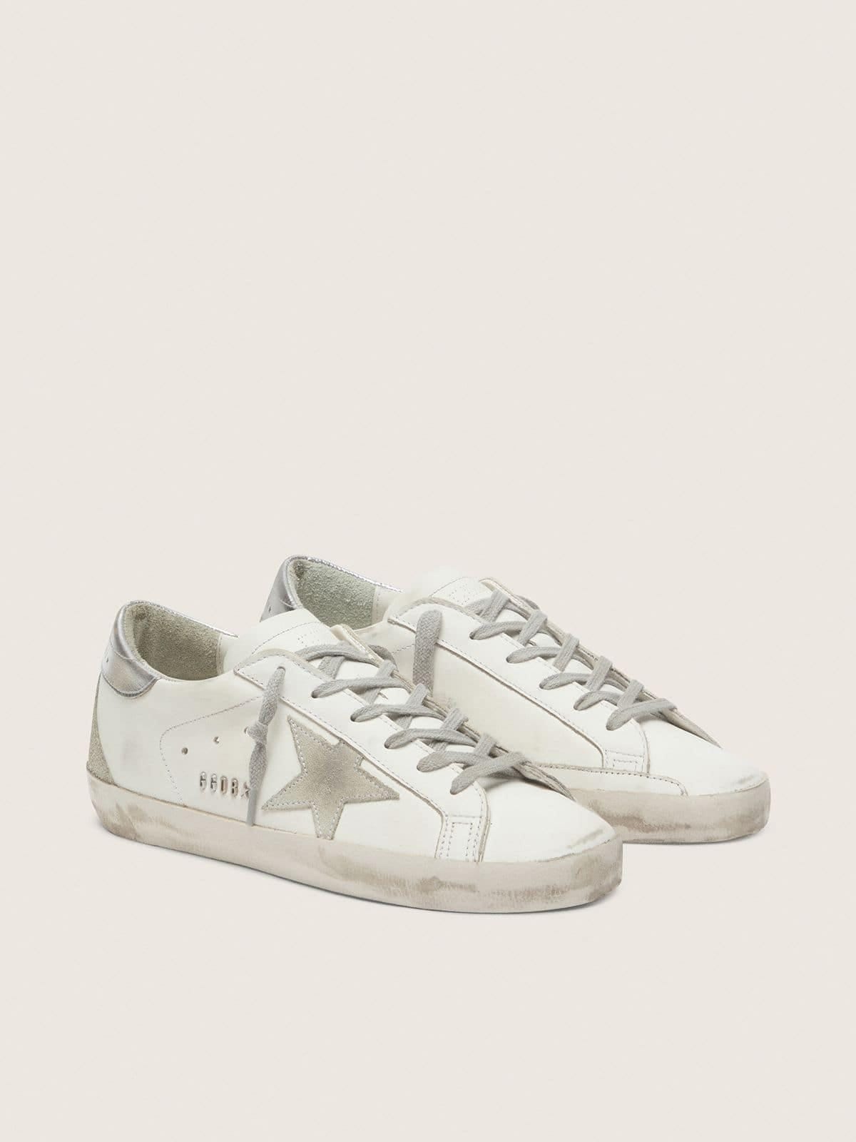 Golden Goose Womens Super-Star With Silver Heel Tab And Metal Stud Lettering Womens