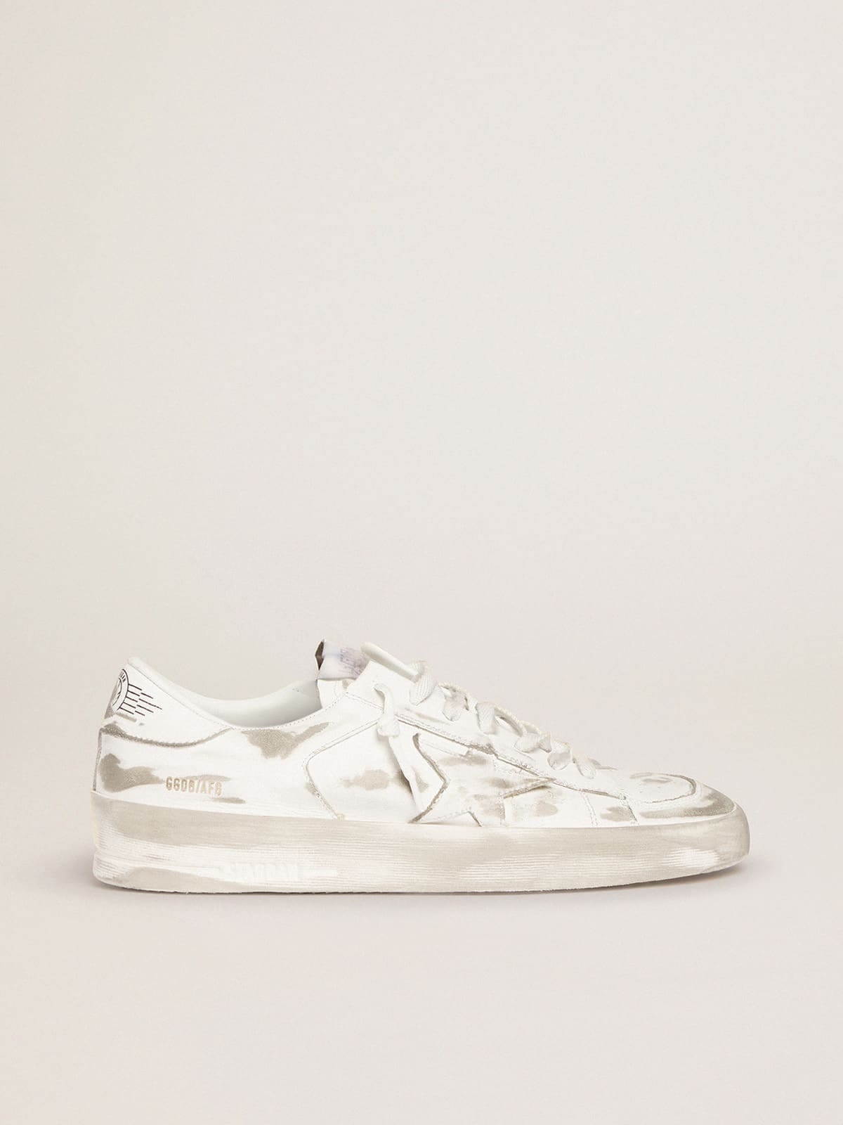 Golden Goose Stardan In White Leather With White Leather Star And Heel Tab Mens