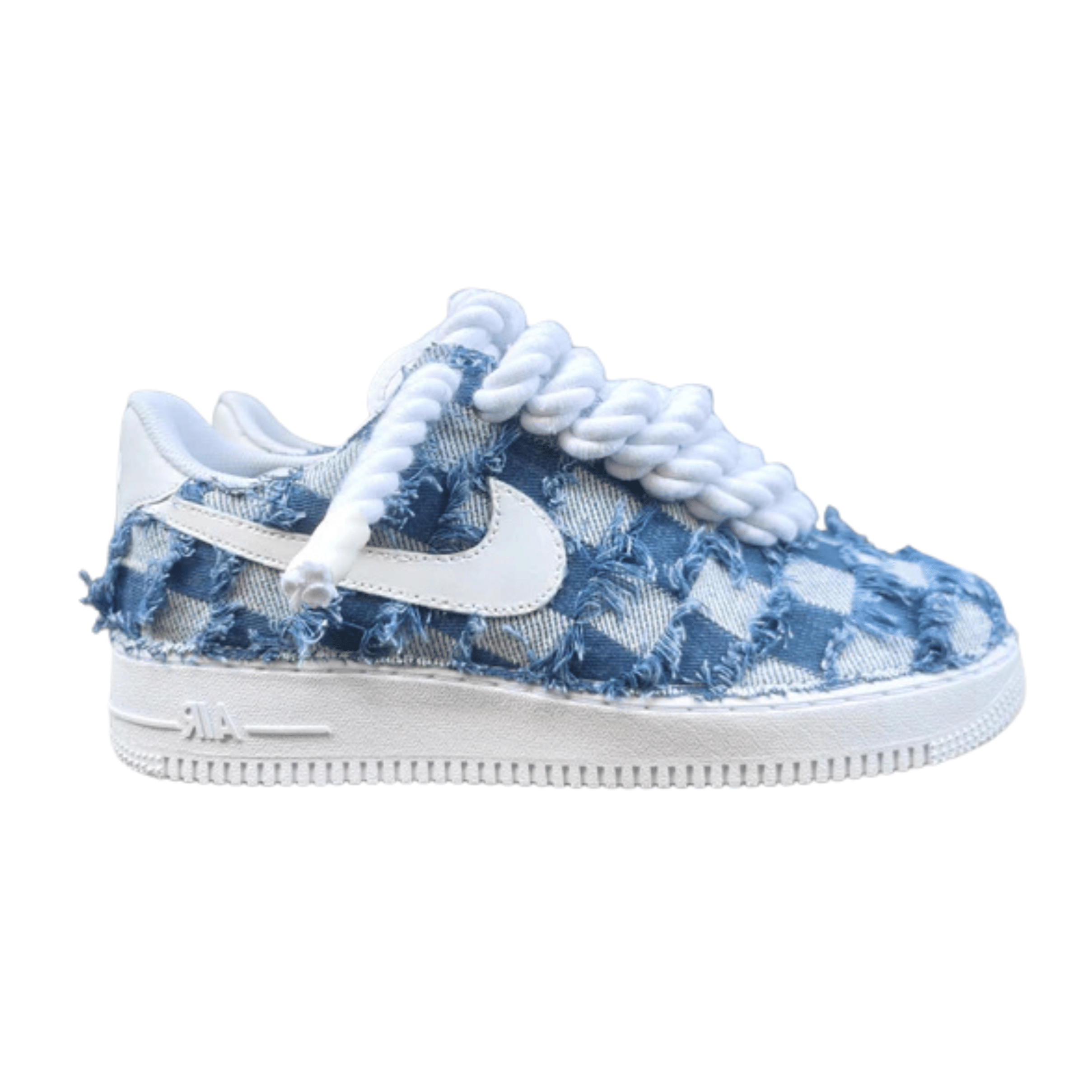 Nike Air Force 1 Rope Custom Denim Jeans Lavaggio Medio