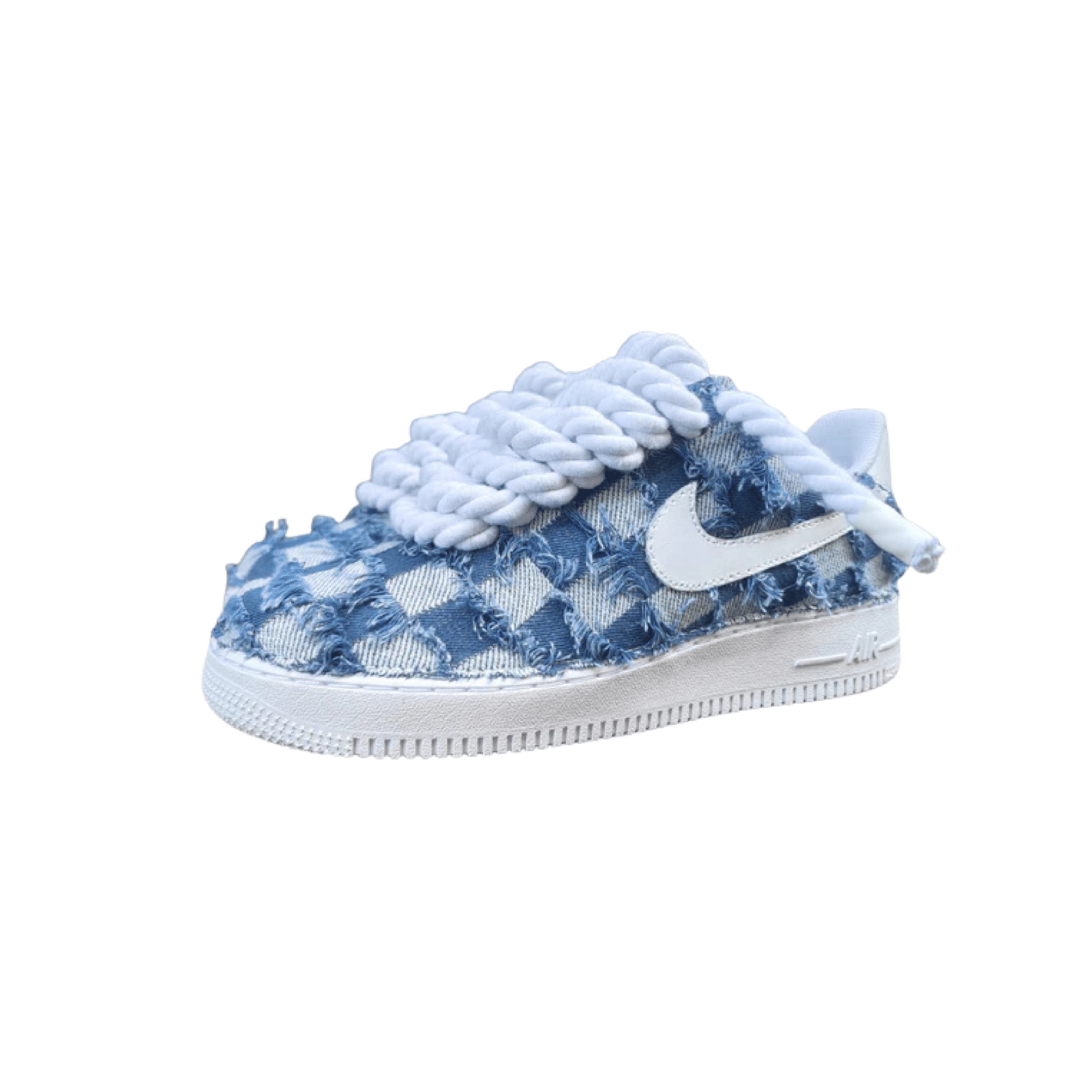 Nike Air Force 1 Rope Custom Denim Jeans Lavaggio Medio
