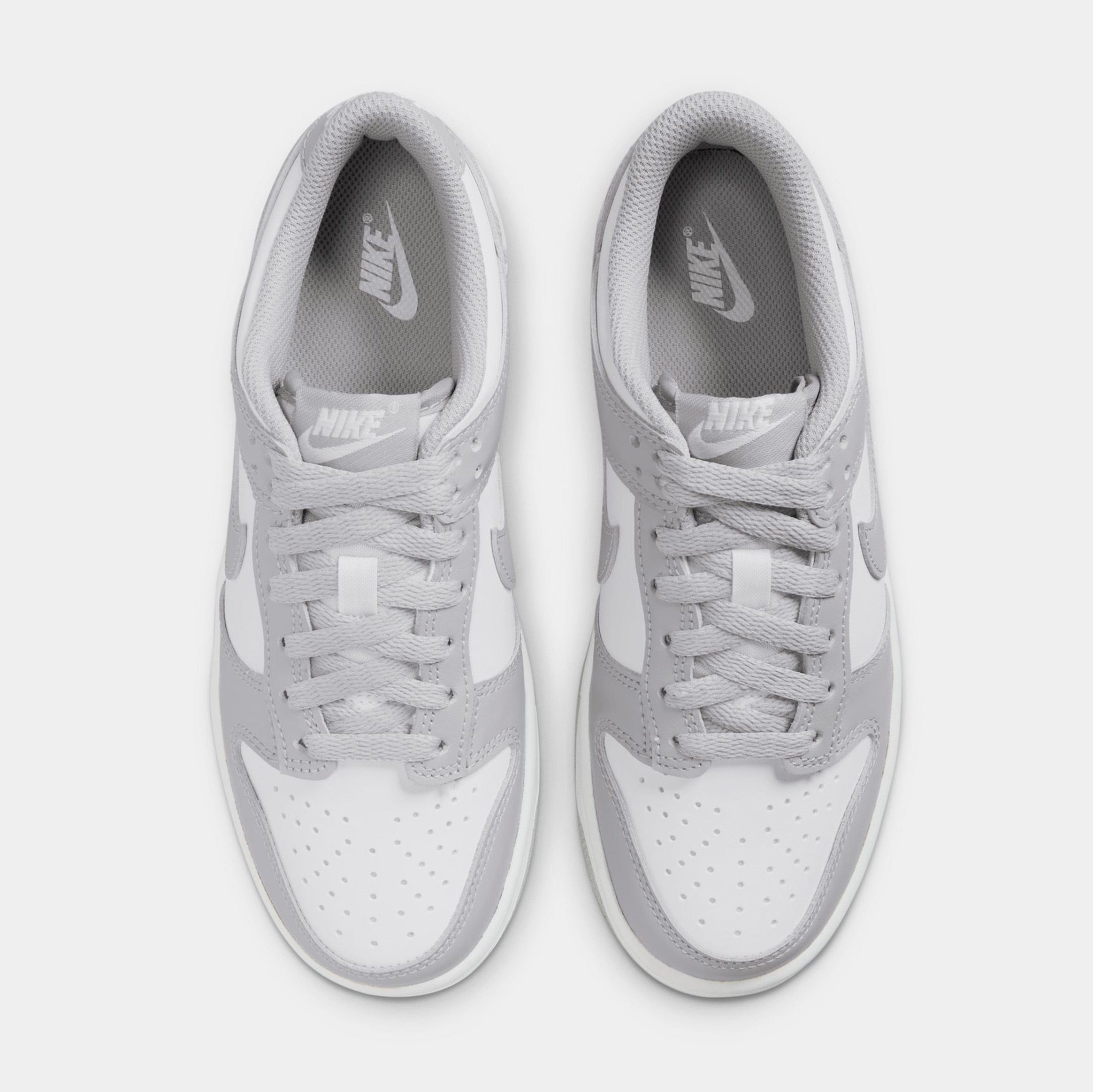 Nike Dunk Low Grade School Basketball Shoes (White/Light Grey/White)